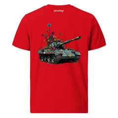 T-Shirt - Backprint - Panzer mit Blumen