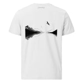 T-Shirt - Backprint - Line Art Landscape Lake and Mountains