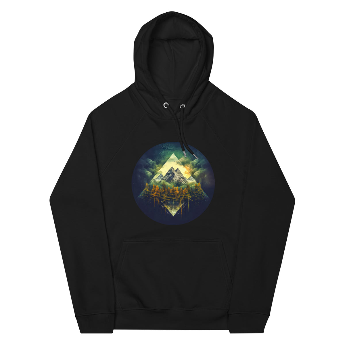 Hoodie - Frontprint - Mountains, trees and clouds