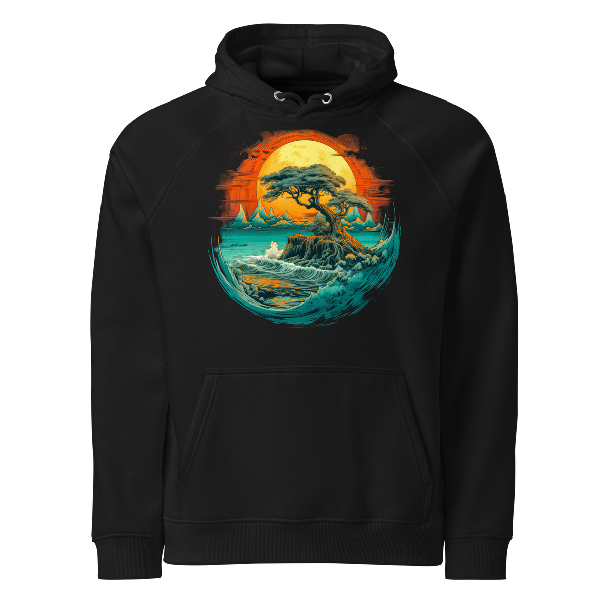 Hoodie - Frontprint - Ocean and trees