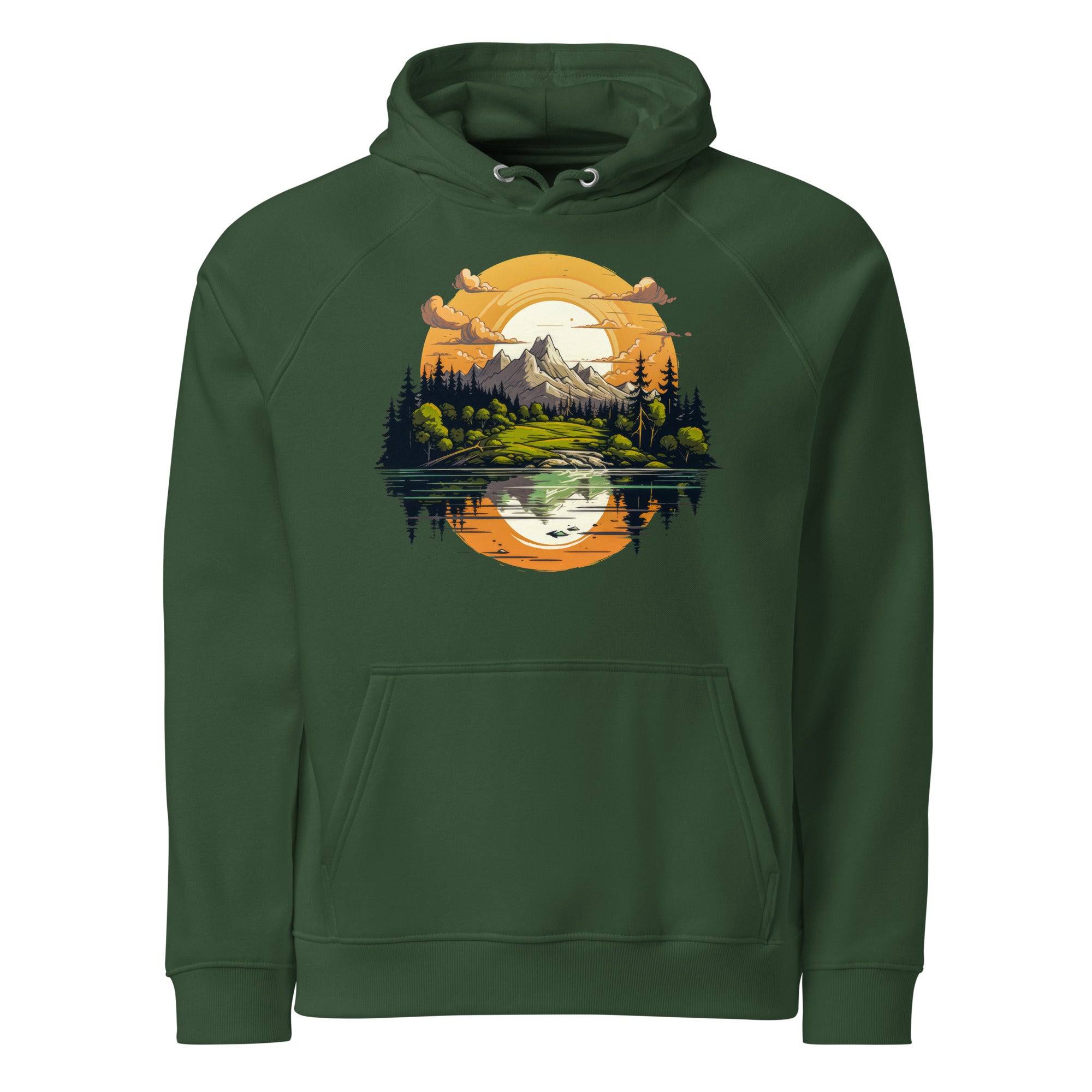 Hoodie - Frontprint - Gemalte Landschaft mit See