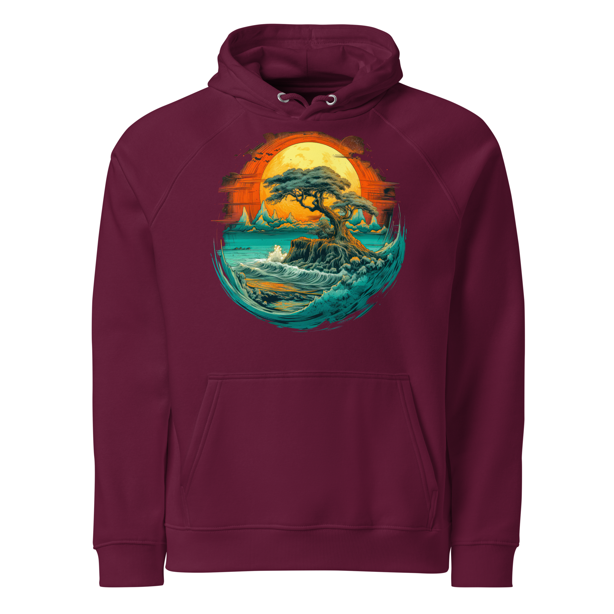 Hoodie - Frontprint - Ocean and trees