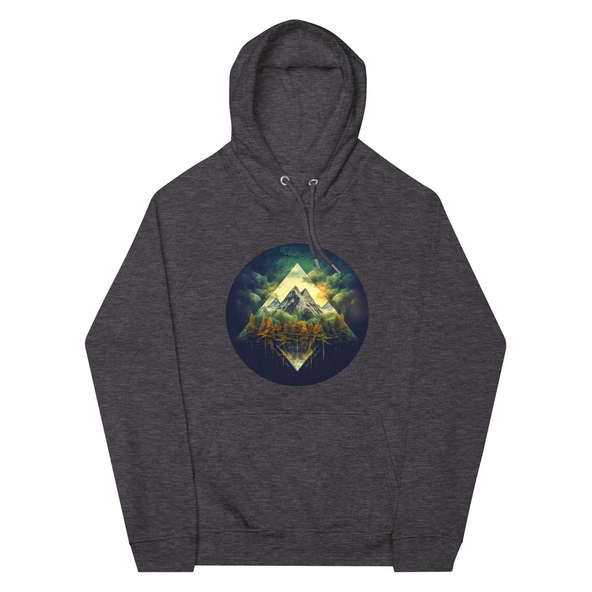 Hoodie - Frontprint - Mountains, trees and clouds