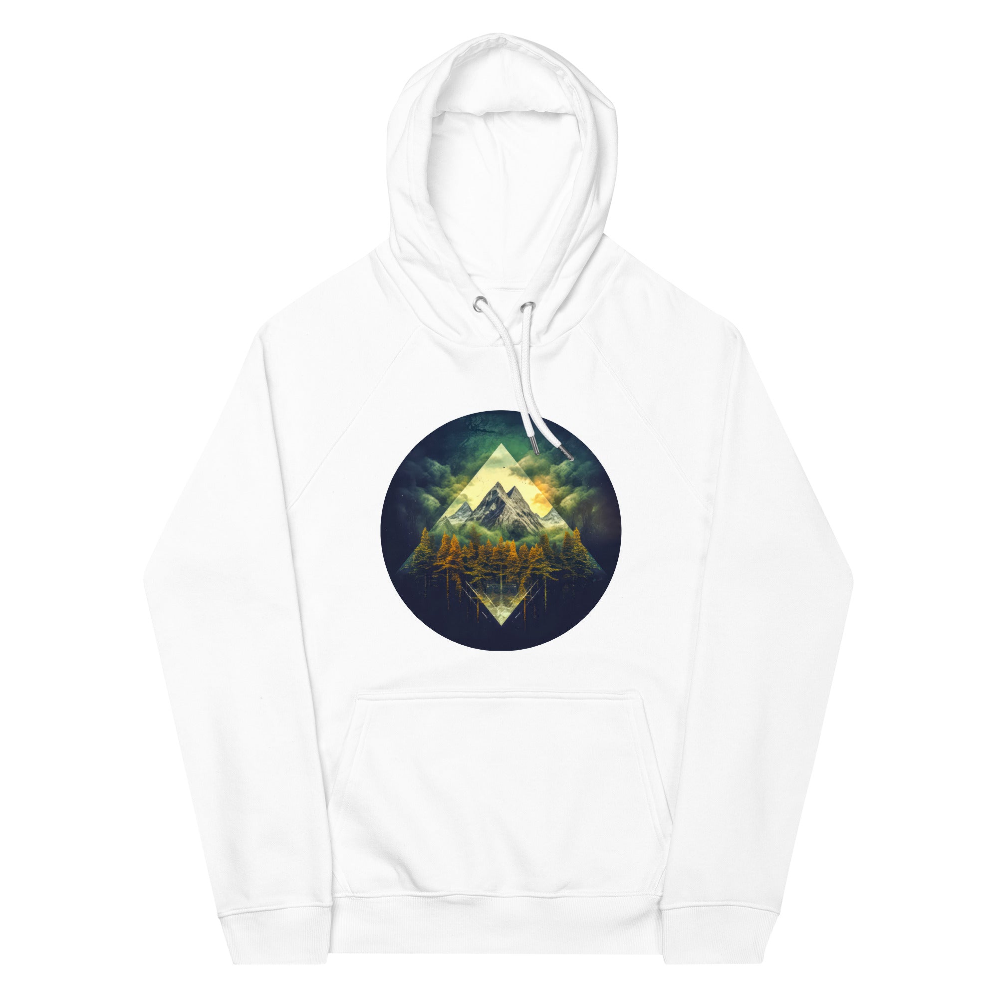 Hoodie - Frontprint - Mountains, trees and clouds