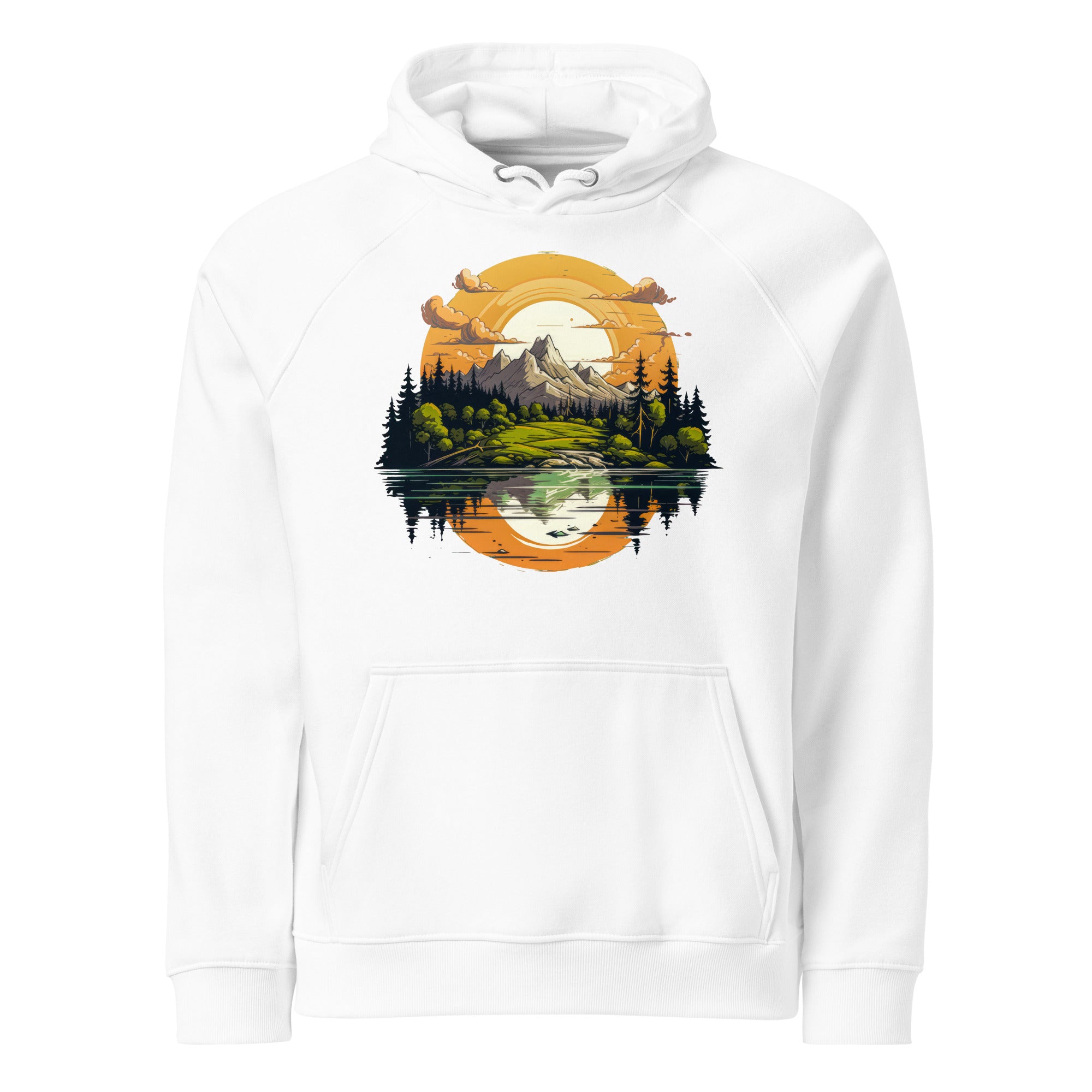 Hoodie - Frontprint - Gemalte Landschaft mit See