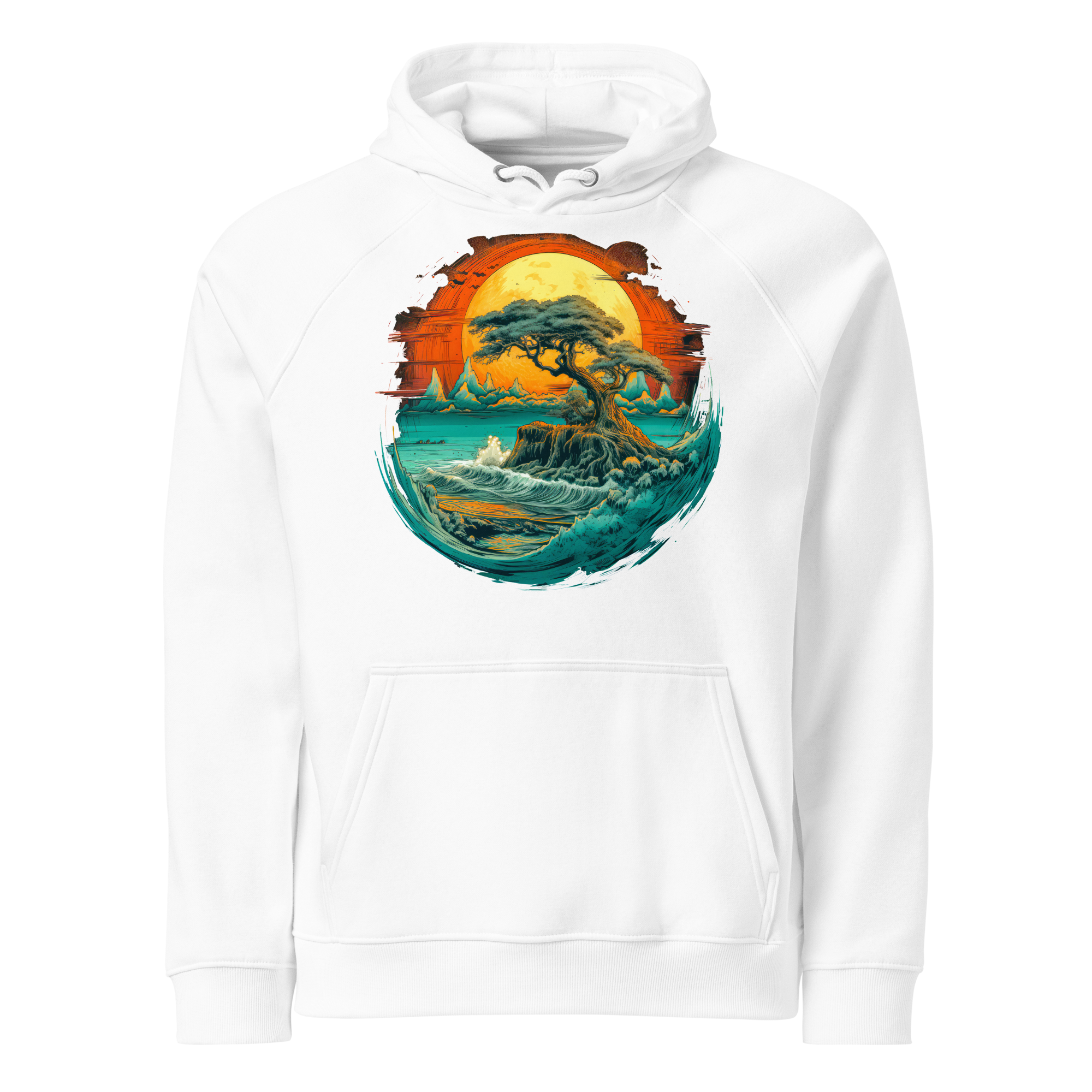 Hoodie - Frontprint - Ocean and trees