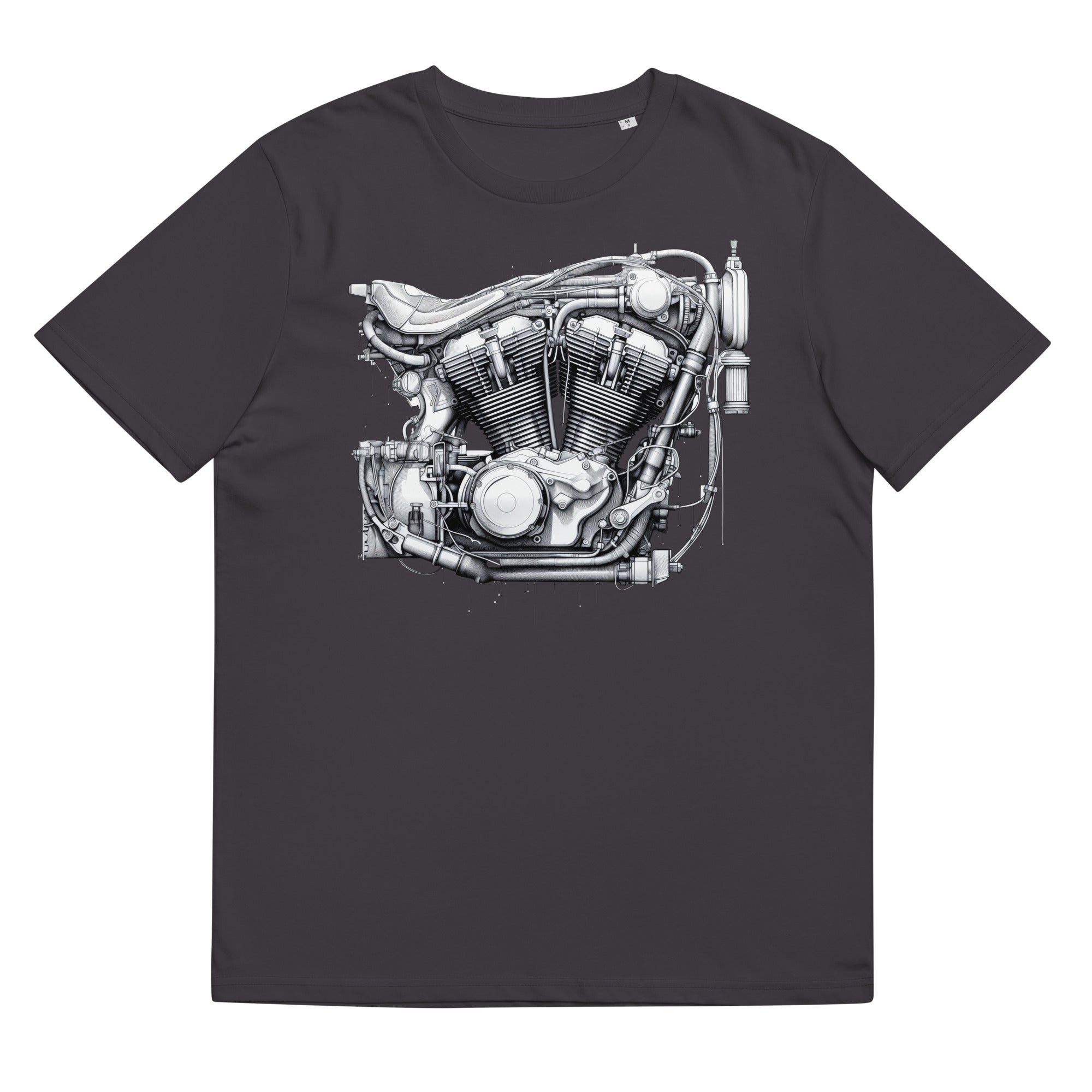 T-Shirt - Frontprint - Motorrad Motor - Line Art