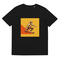 T-Shirt - Frontprint - Opa auf einem Skateboard - orange