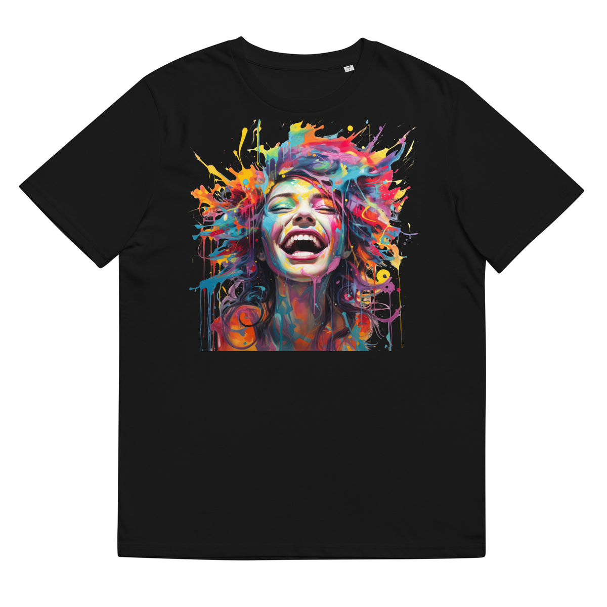 T-Shirt - Front print - Woman with colorful hair made of watercolor