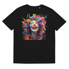 T-Shirt - Frontprint - Frau mit bunten Haaren aus Wasserfarbe