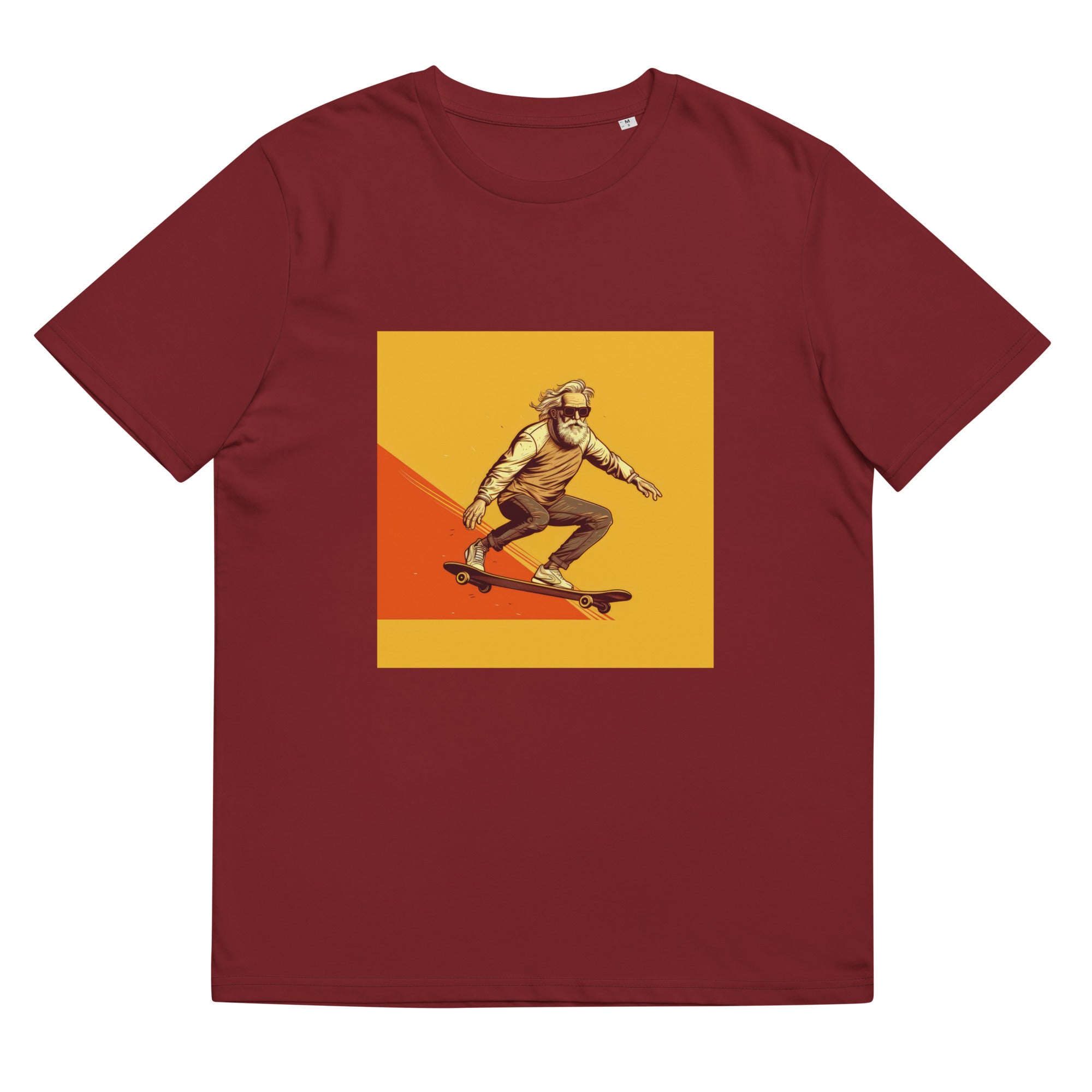 T-Shirt - Frontprint - Grandpa on a Skateboard - orange