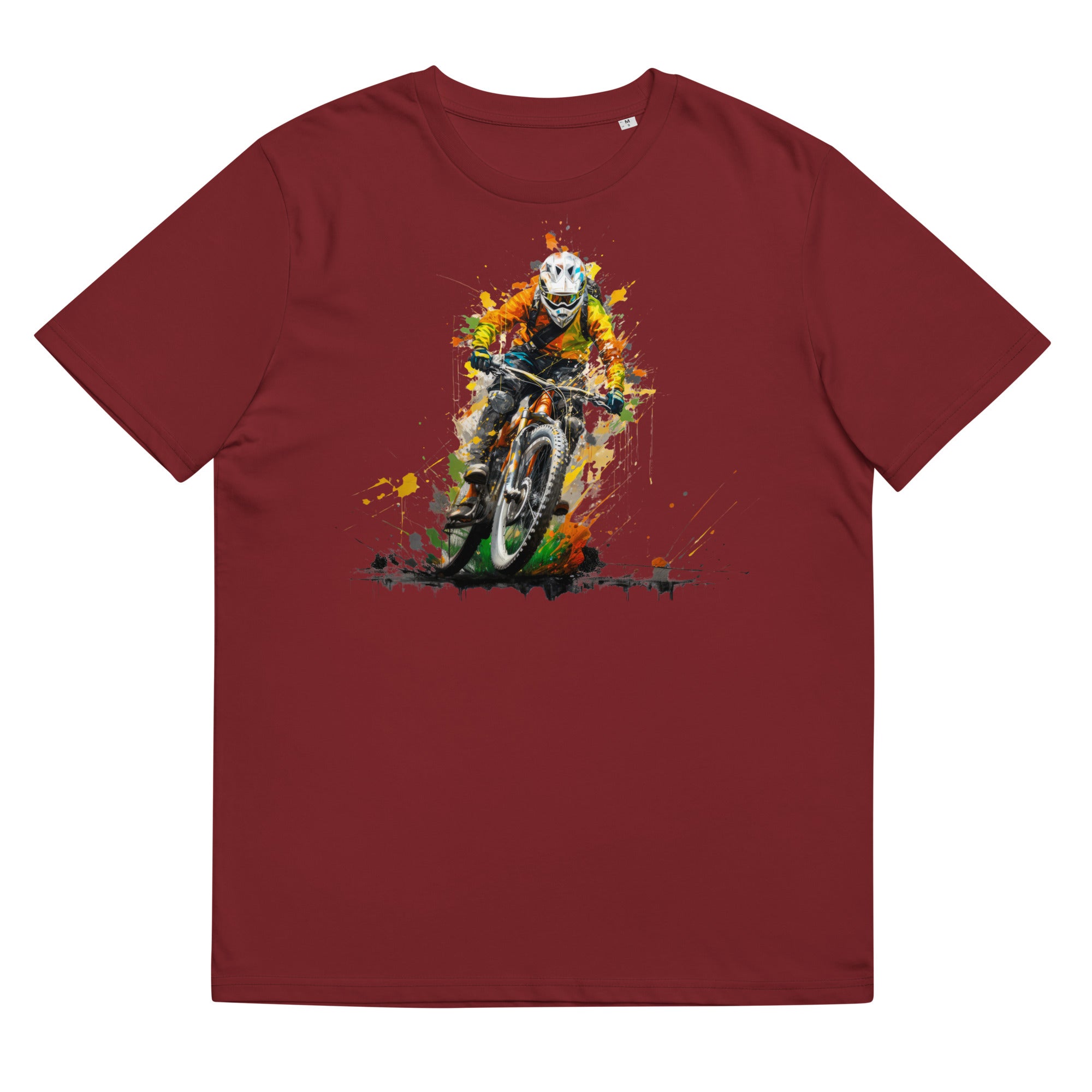 T-Shirt - Frontprint - Mountainbike driver in splashing colours