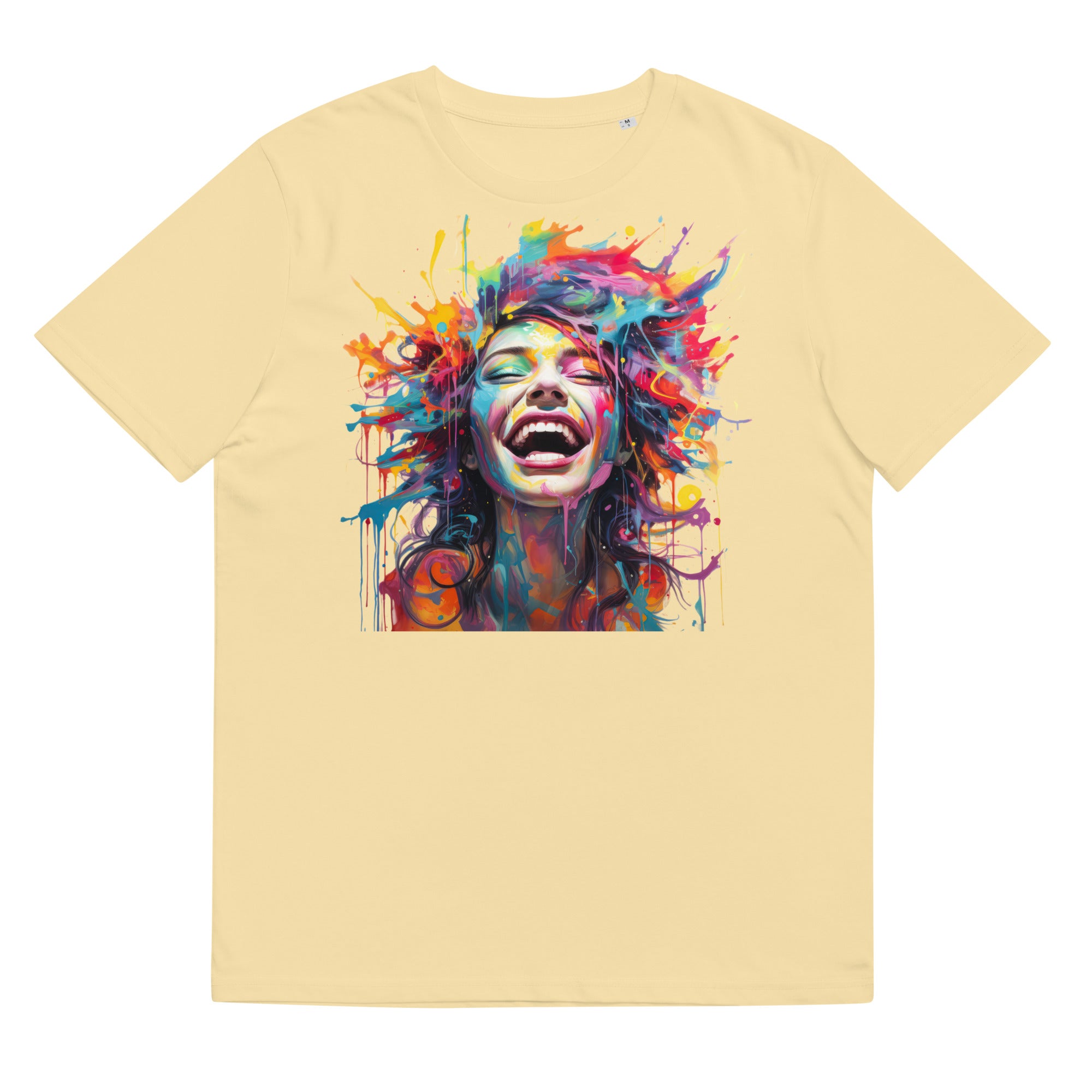 T-Shirt - Frontprint - Frau mit bunten Haaren aus Wasserfarbe