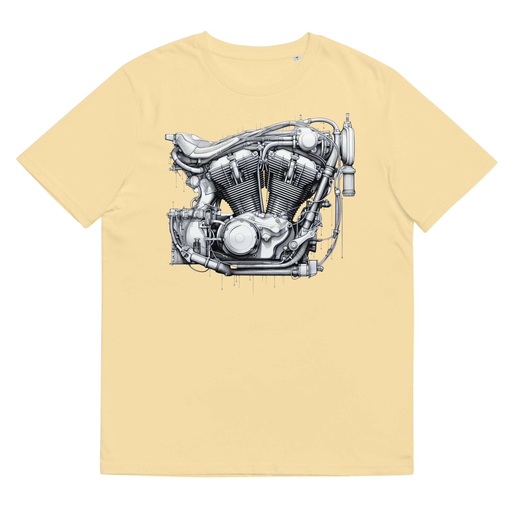 T-Shirt - Frontprint - Motorrad Motor - Line Art