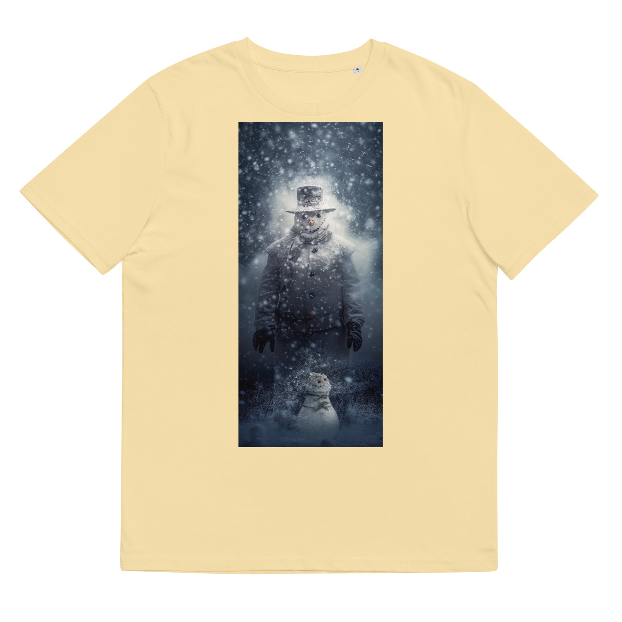 T-Shirt - Frontprint - Schneemann im Schneesturm