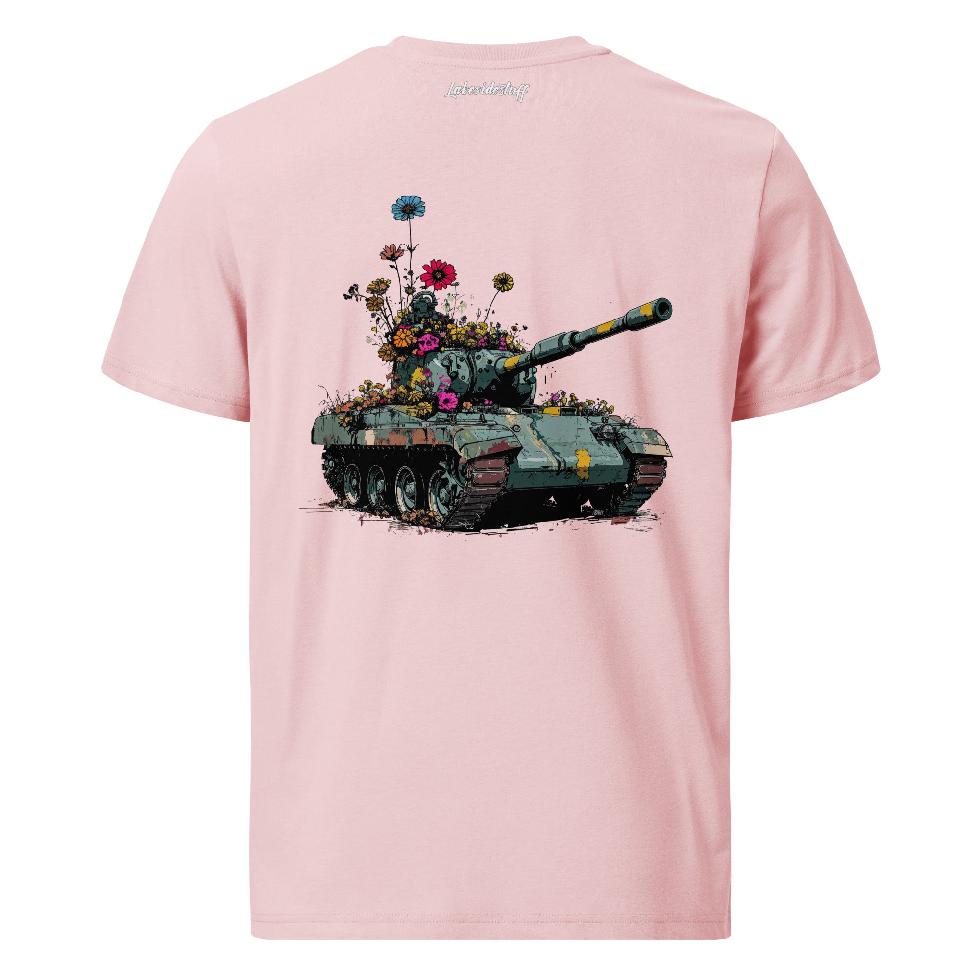 T-Shirt - Backprint - Panzer mit Blumen