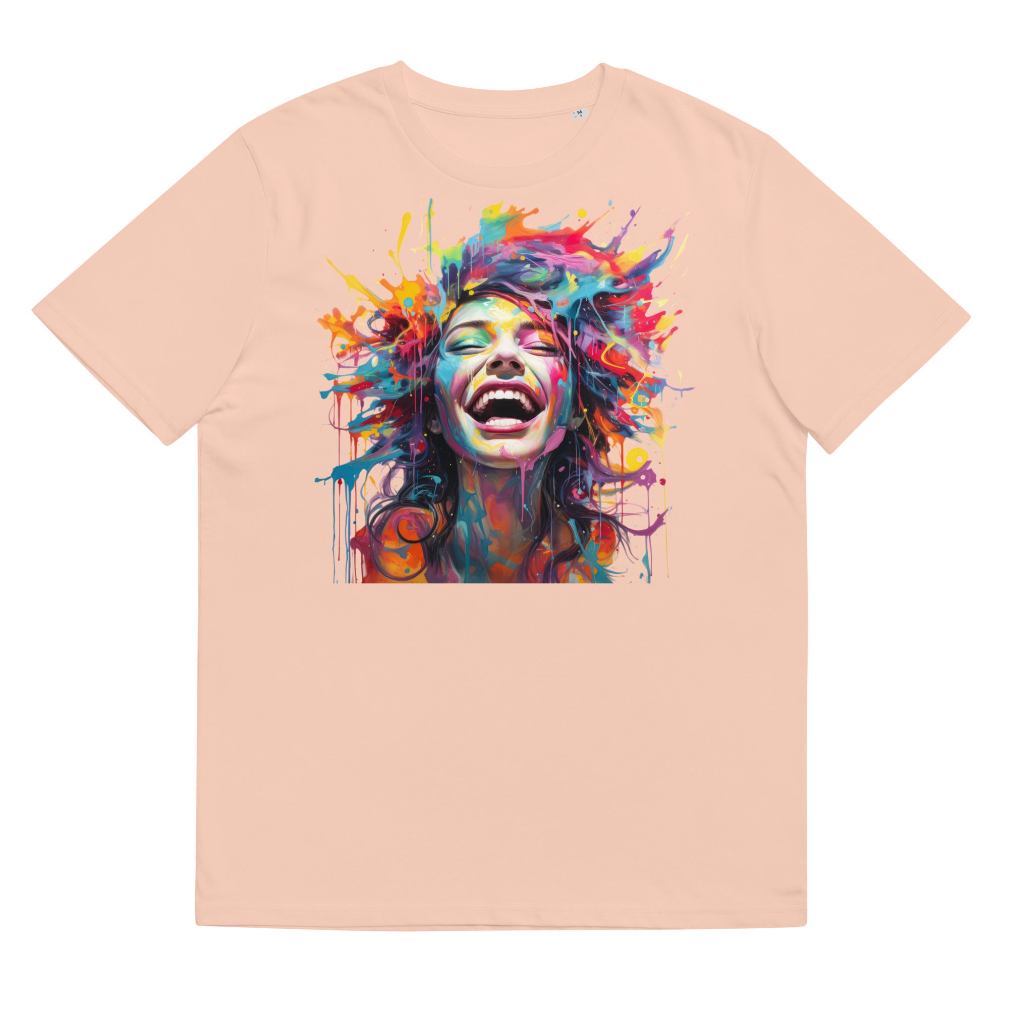 T-Shirt - Front print - Woman with colorful hair made of watercolor