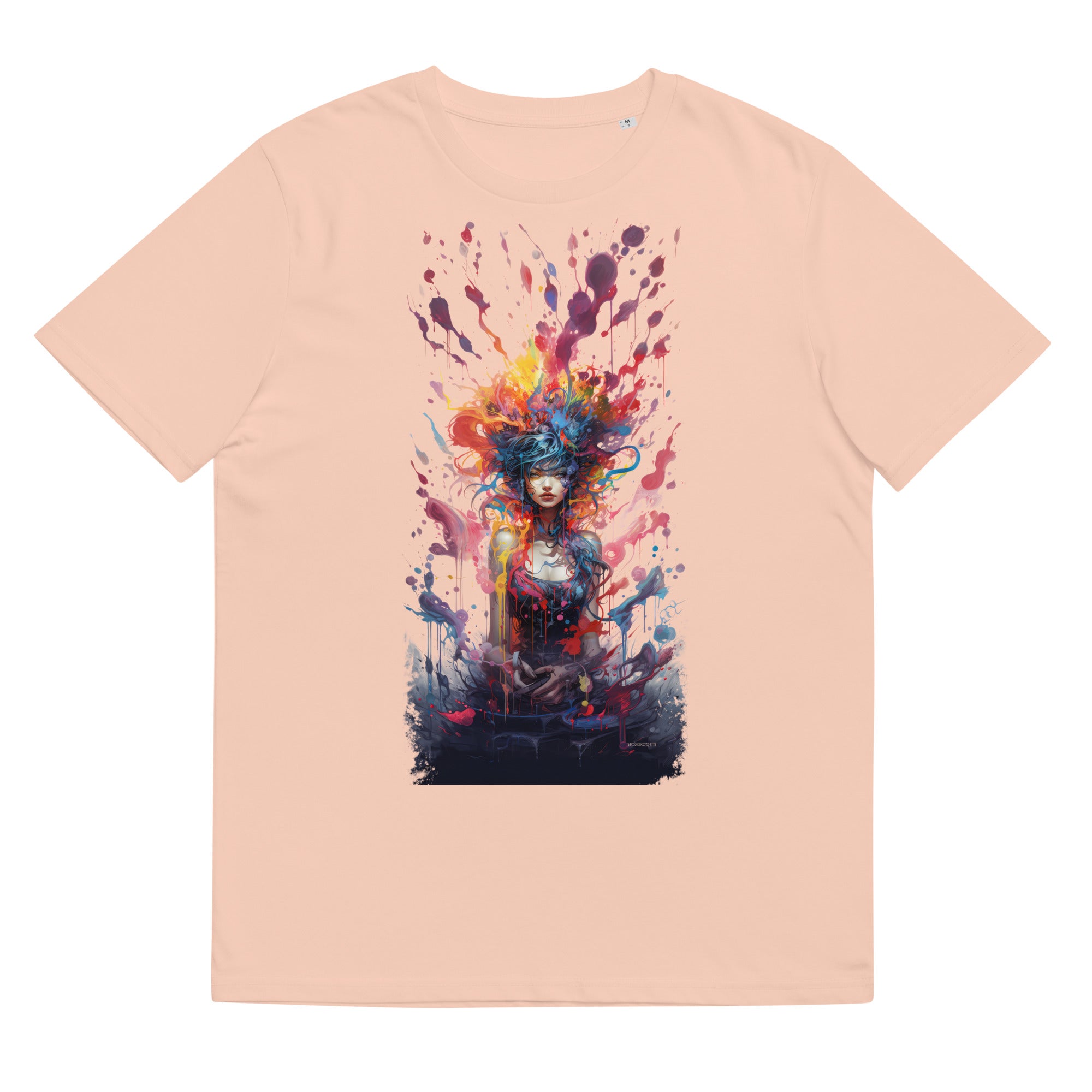 T-Shirt - Frontprint - Frau mit bunten Haaren - Farbexpolsion