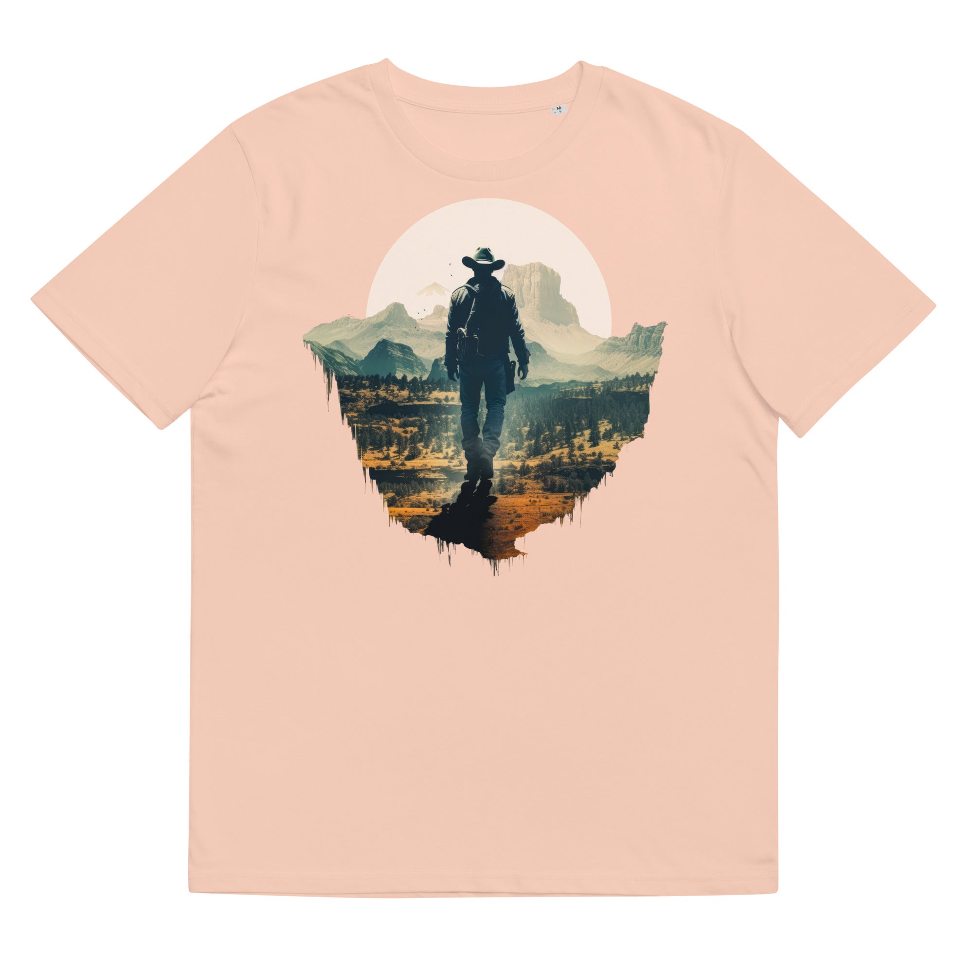 T-Shirt - Frontprint - Cowboy vor Landschaft