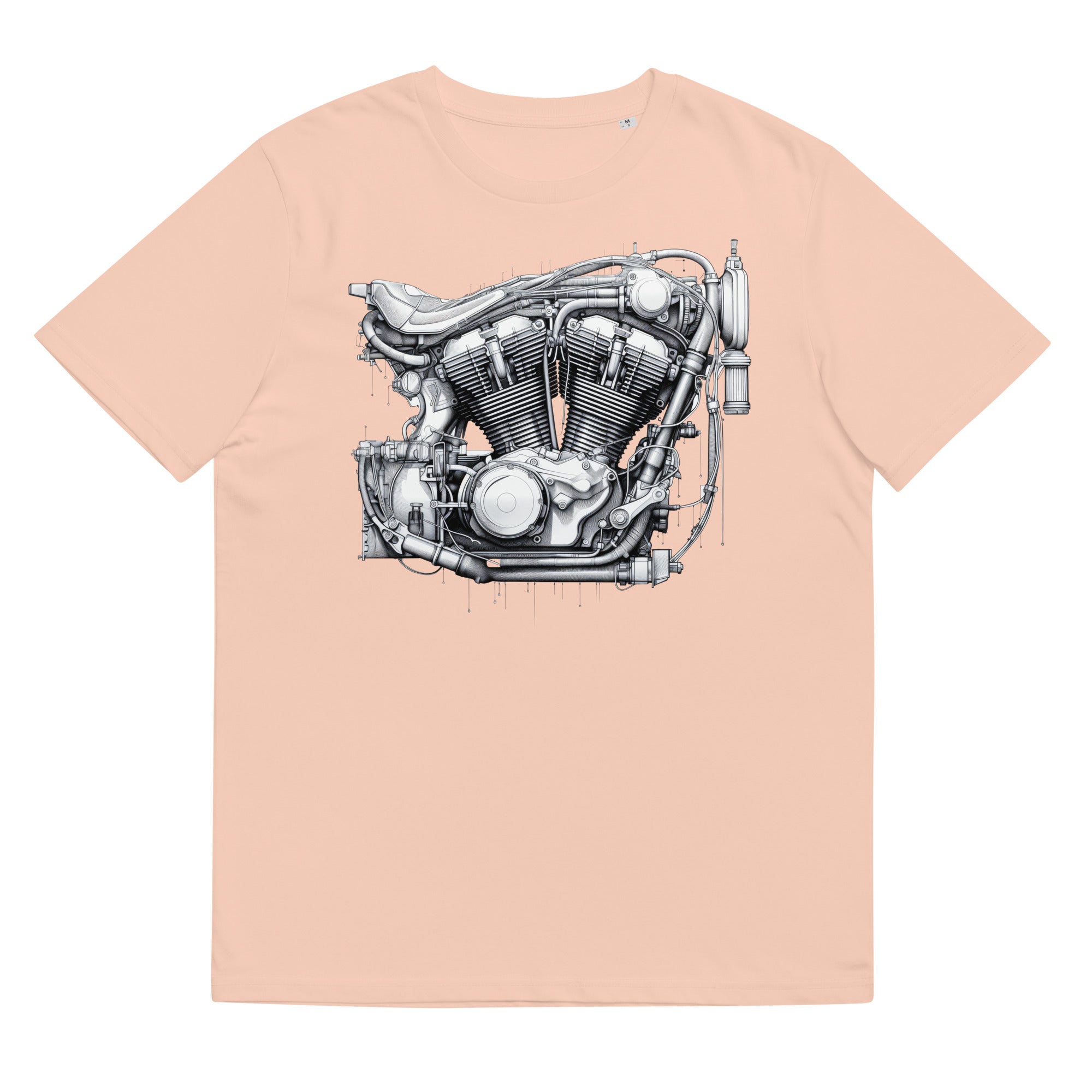 T-Shirt - Frontprint - Motorrad Motor - Line Art