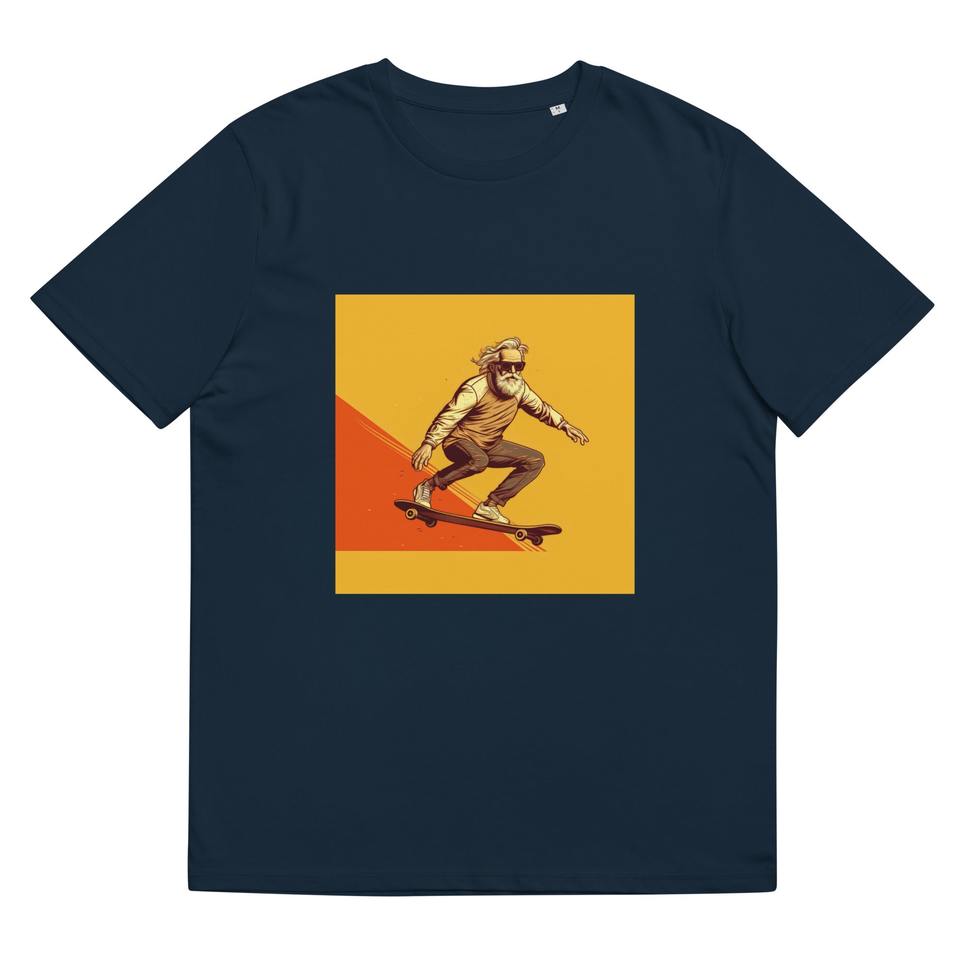 T-Shirt - Frontprint - Grandpa on a Skateboard - orange