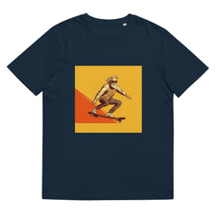 T-Shirt - Frontprint - Opa auf einem Skateboard - orange