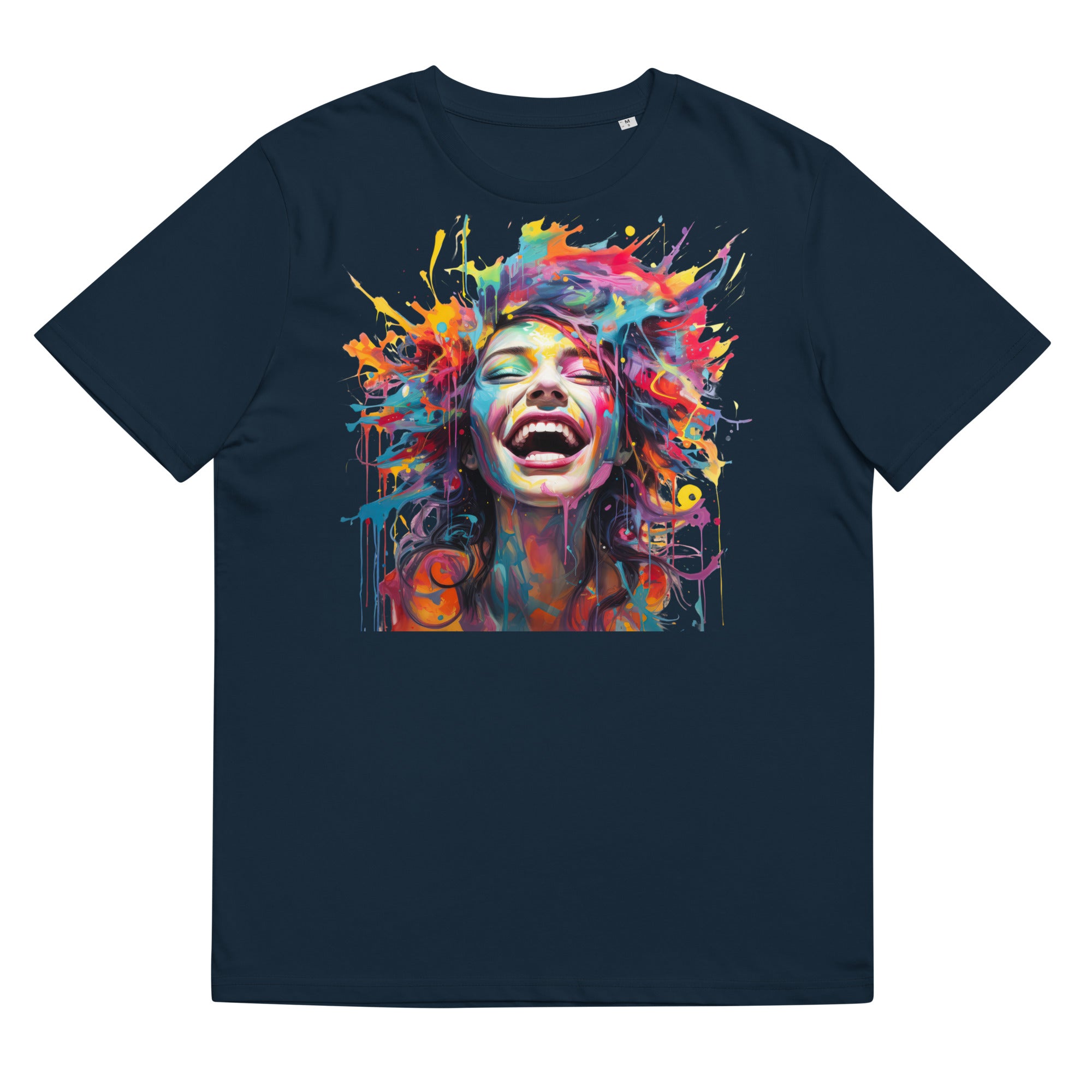 T-Shirt - Frontprint - Frau mit bunten Haaren aus Wasserfarbe