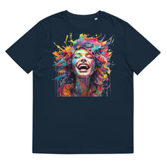 T-Shirt - Frontprint - Frau mit bunten Haaren aus Wasserfarbe