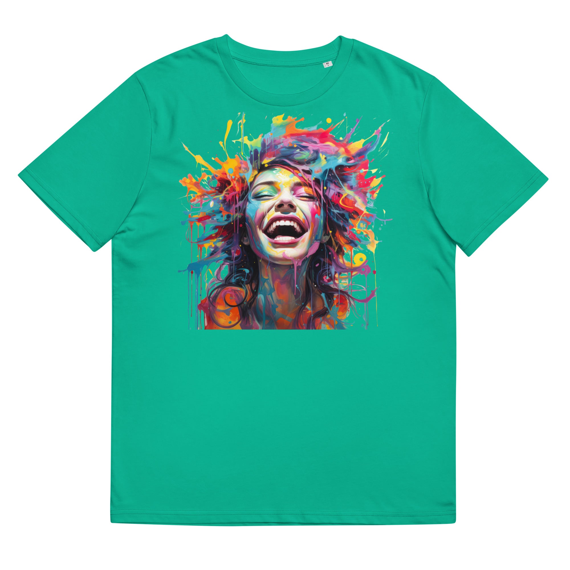 T-Shirt - Frontprint - Frau mit bunten Haaren aus Wasserfarbe