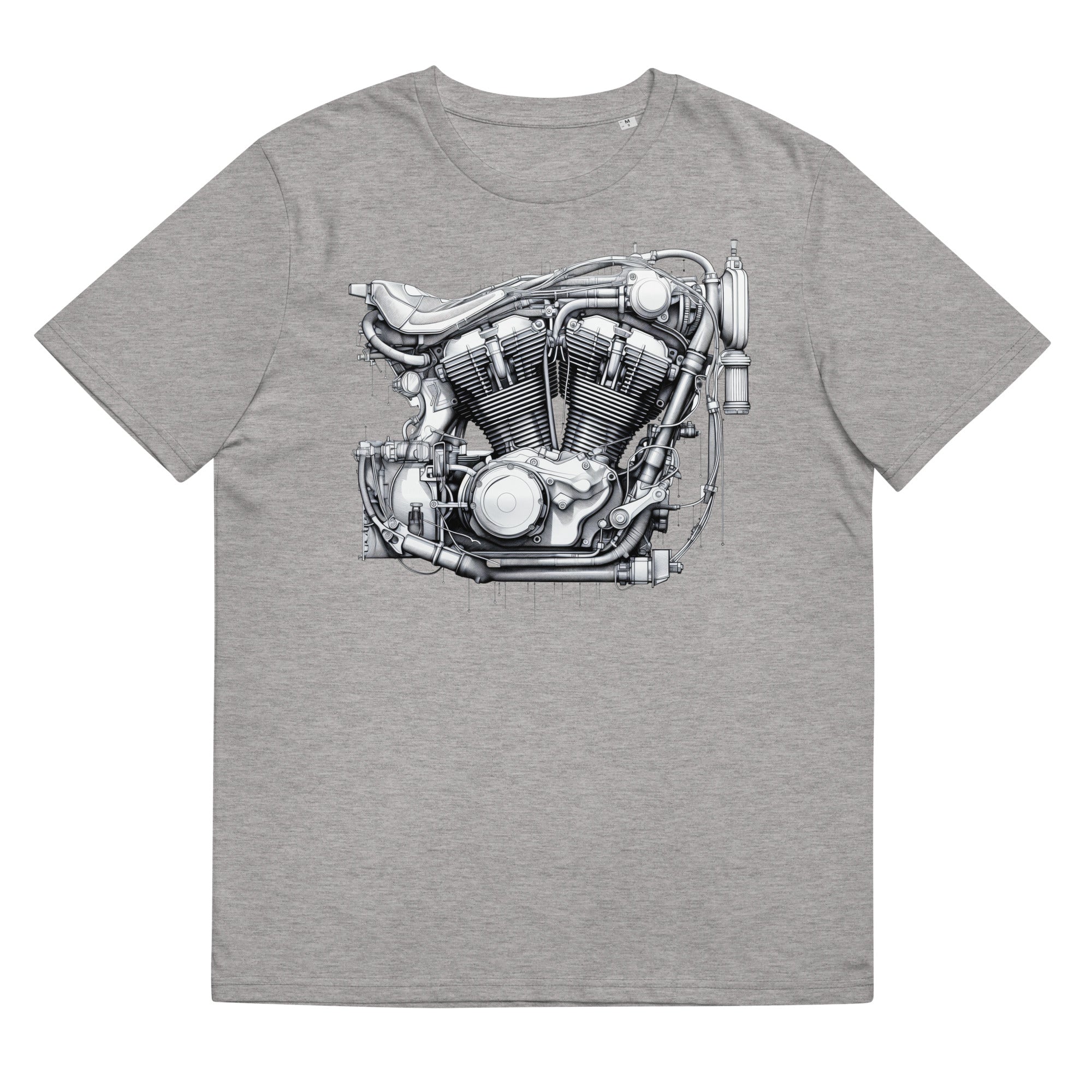 T-Shirt - Frontprint - Motorrad Motor - Line Art