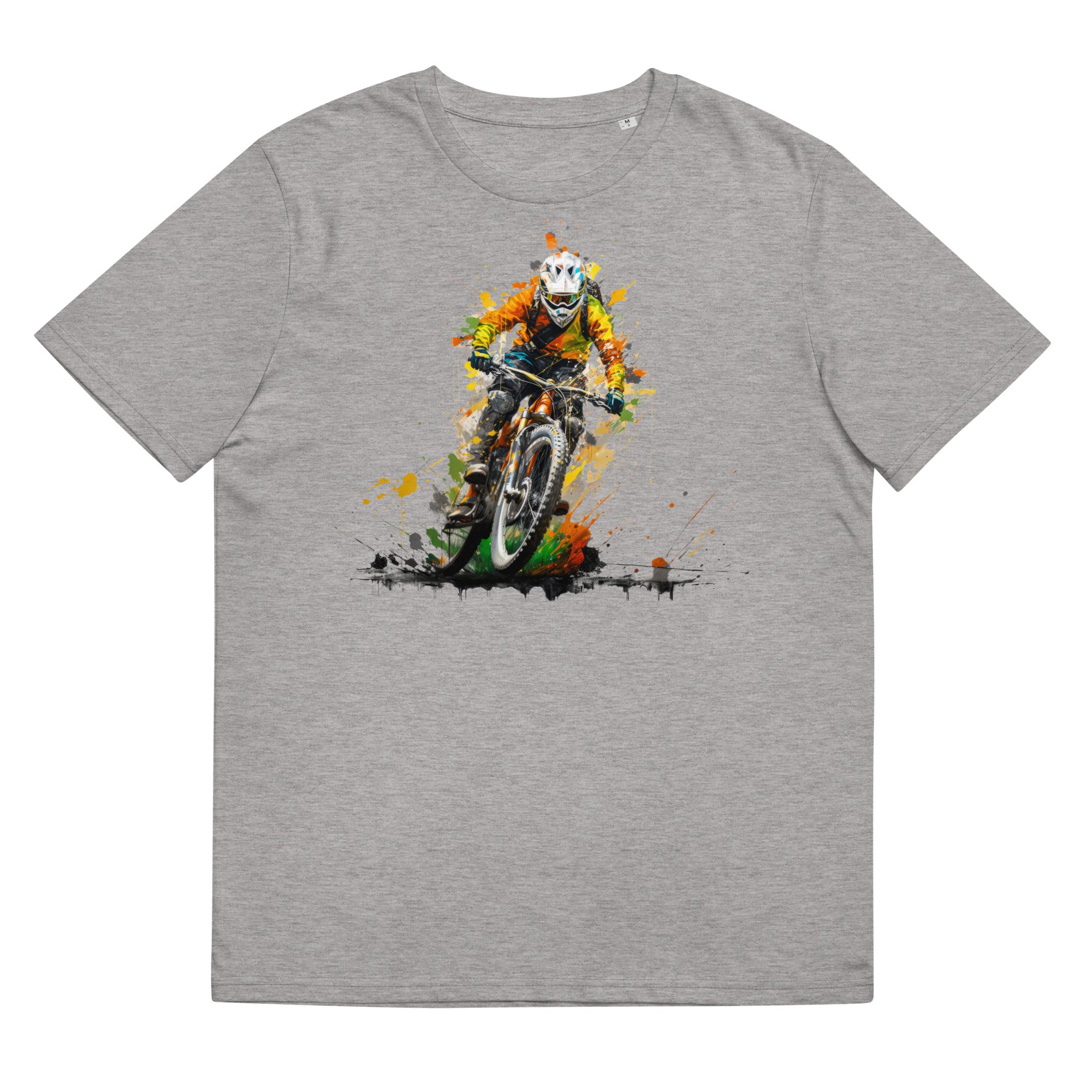 T-Shirt - Frontprint - Mountainbike driver in splashing colours