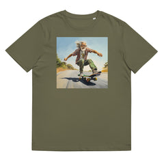 T-Shirt - Frontprint - Opa auf einem Skateboard