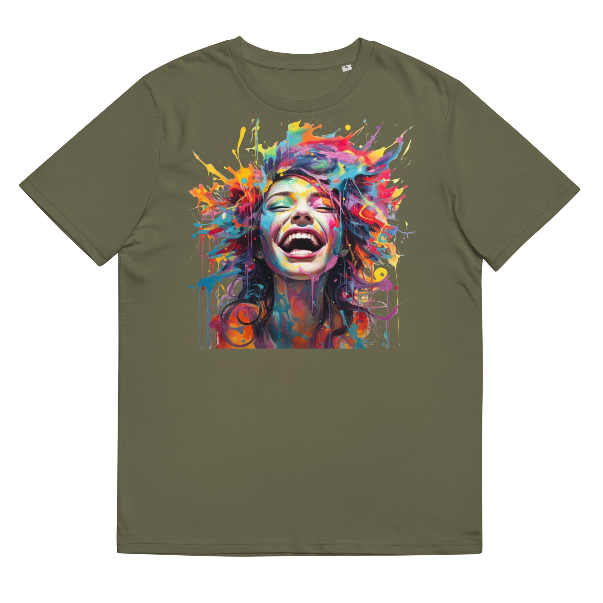 T-Shirt - Frontprint - Frau mit bunten Haaren aus Wasserfarbe