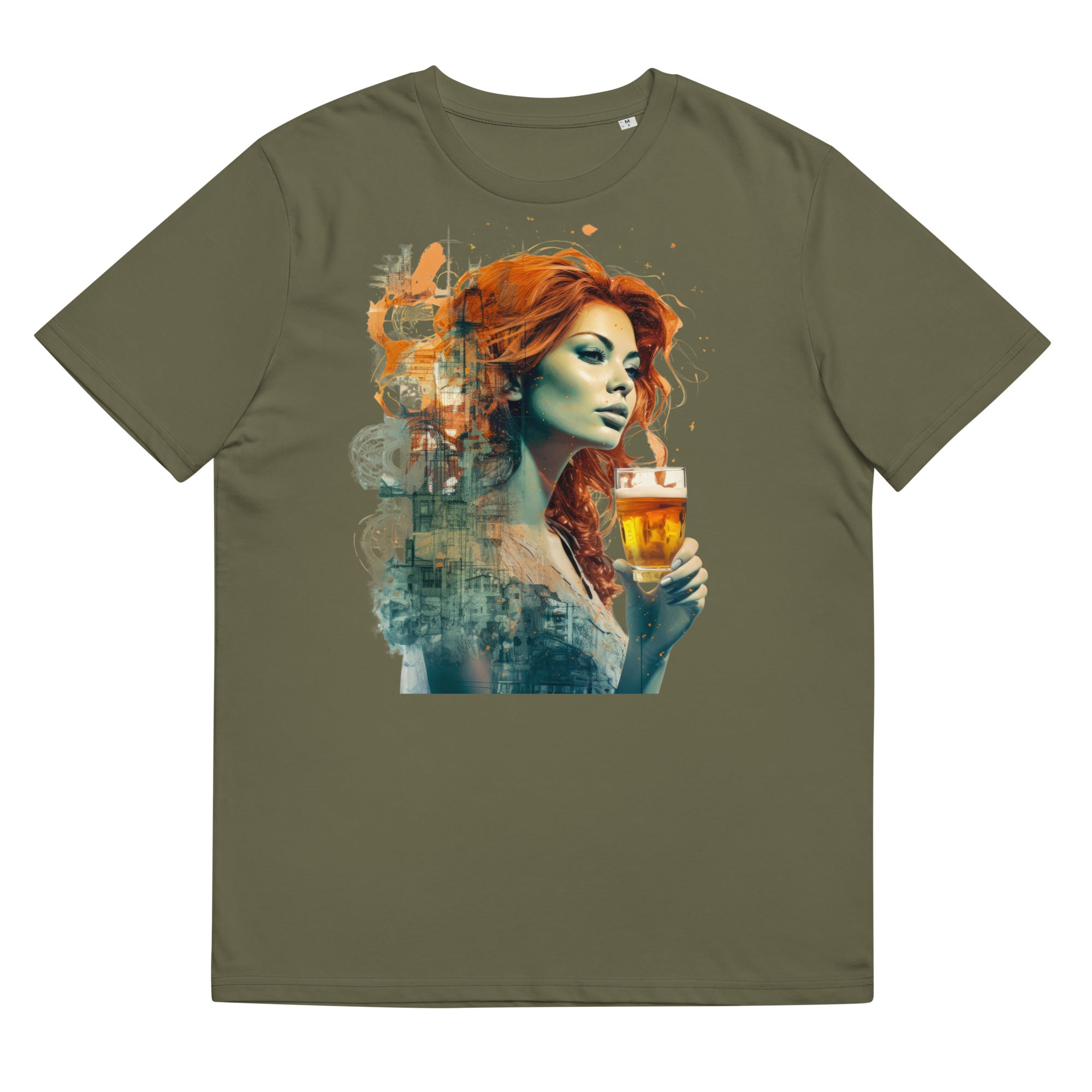 T-Shirt - Frontprint - Frau mit Bierglas