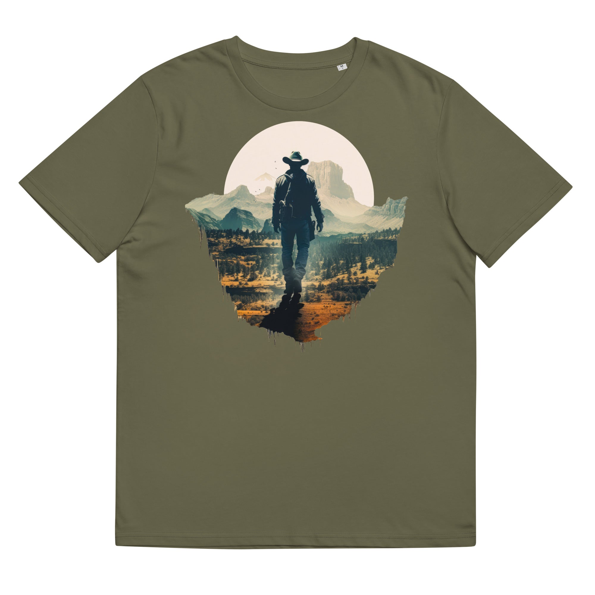 T-Shirt - Frontprint - Cowboy vor Landschaft