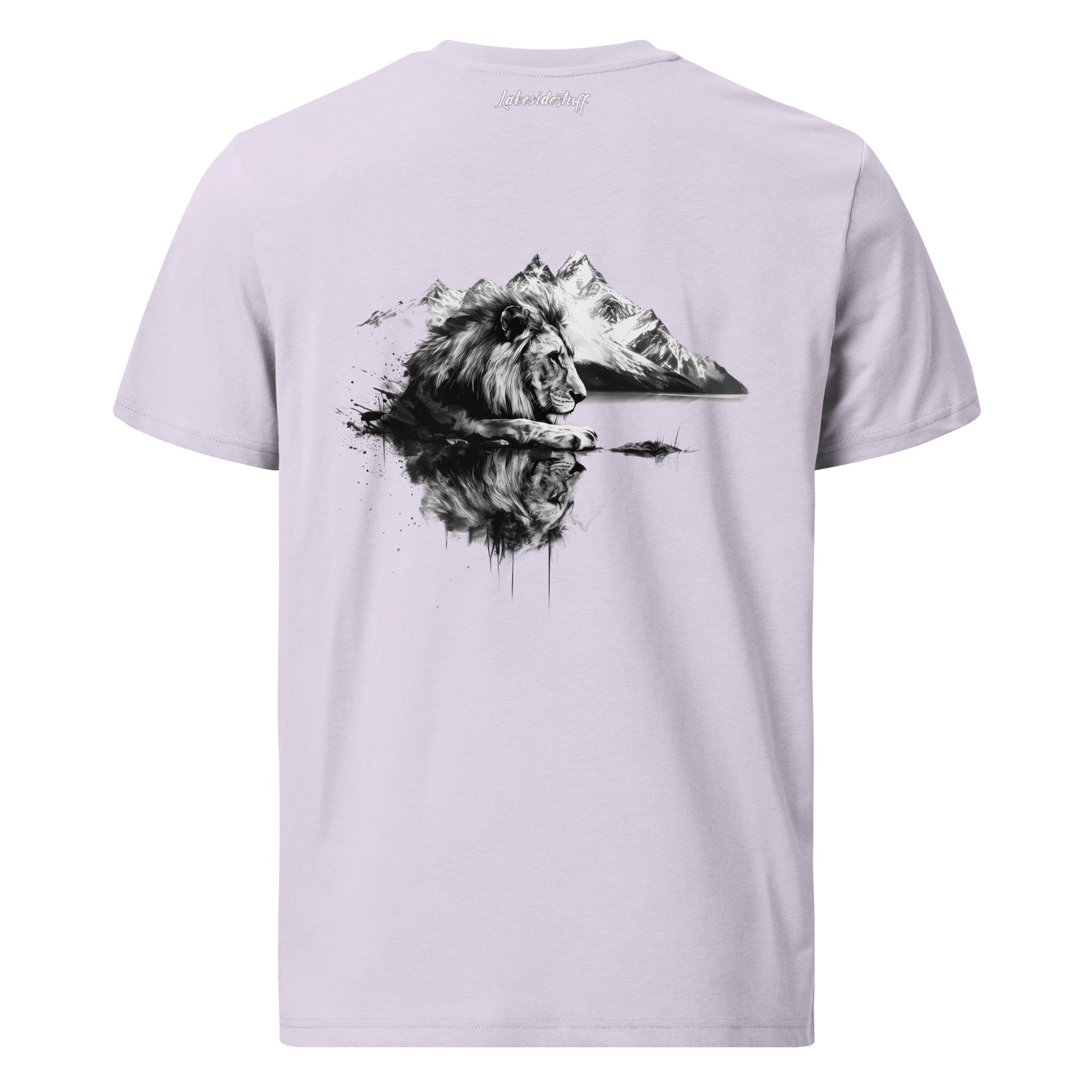 T-Shirt - Backprint - Lion, lake and mountains