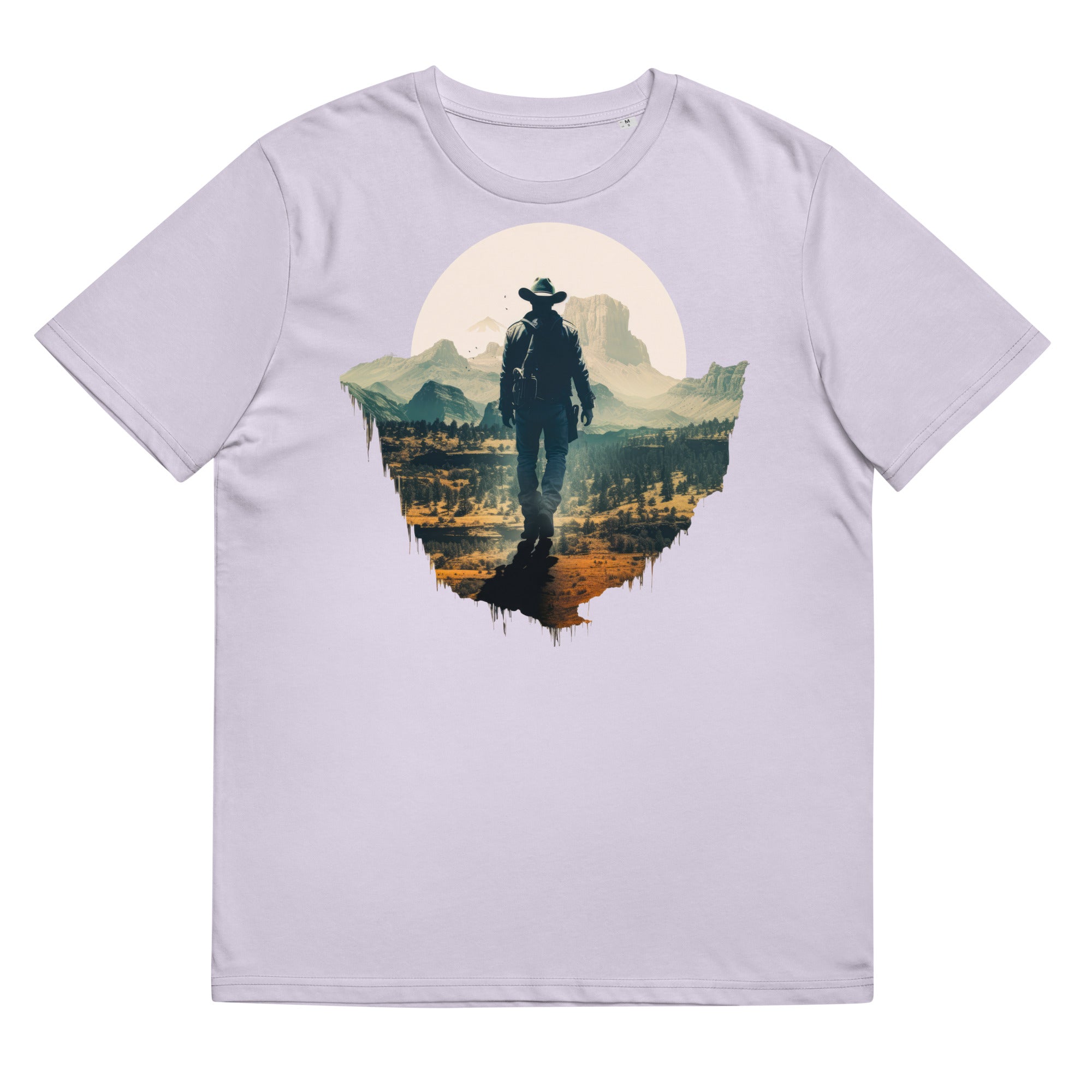 T-Shirt - Frontprint - Cowboy vor Landschaft