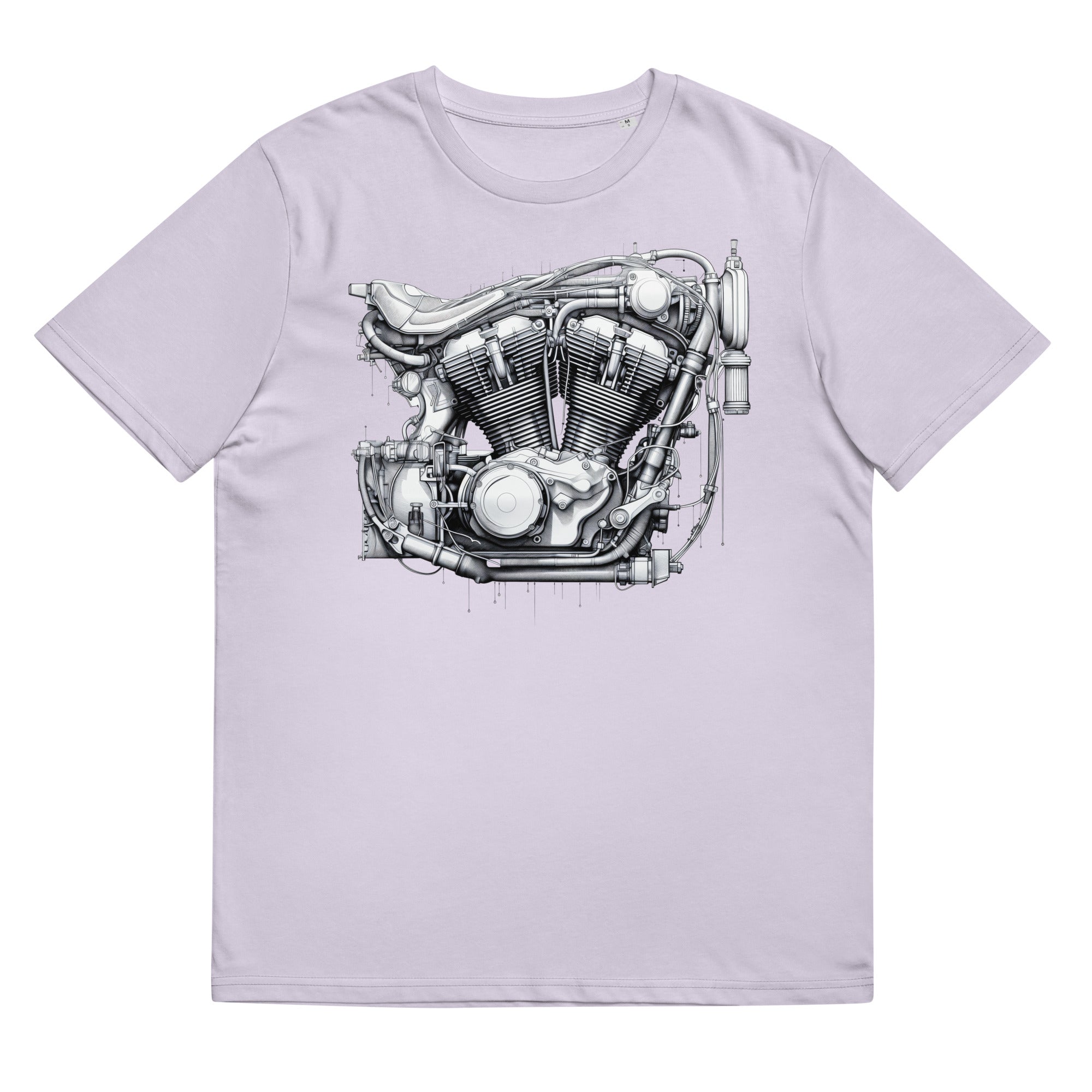 T-Shirt - Frontprint - Motorrad Motor - Line Art