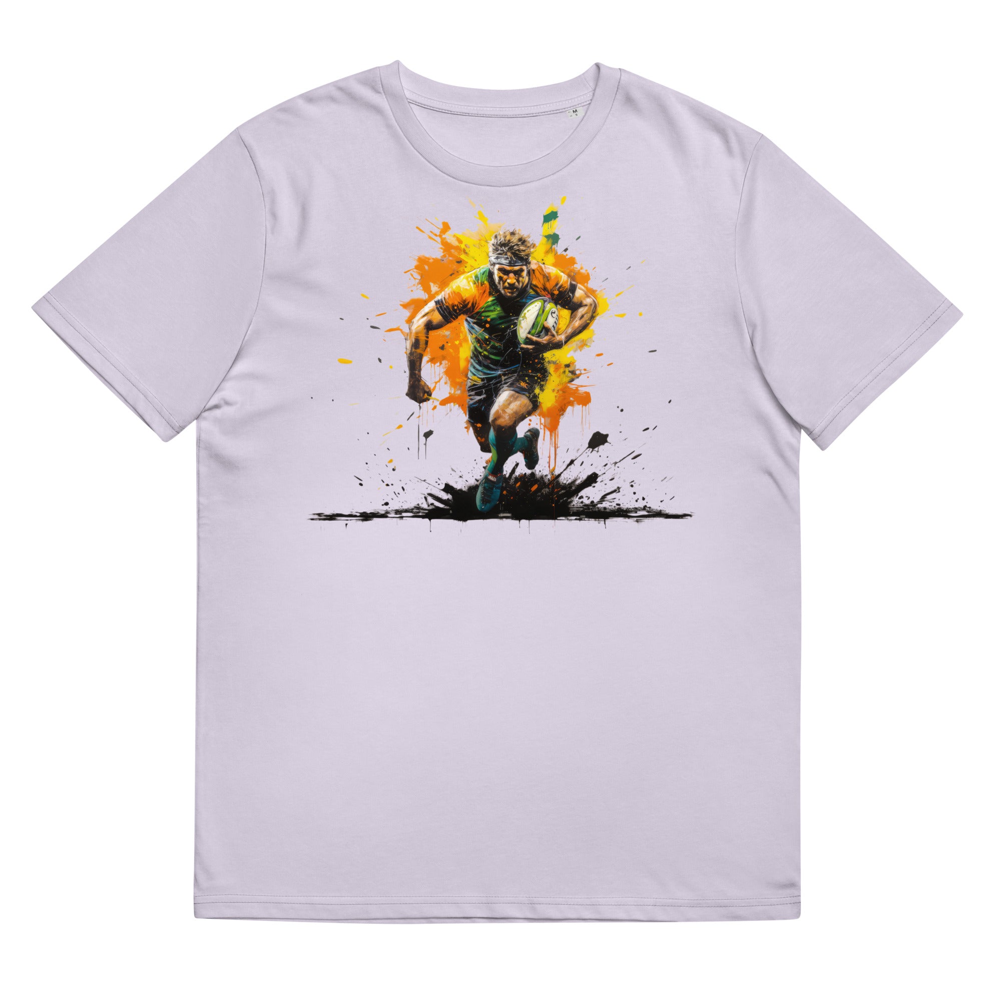 T-shirt - front print - rugby player in splashing colors