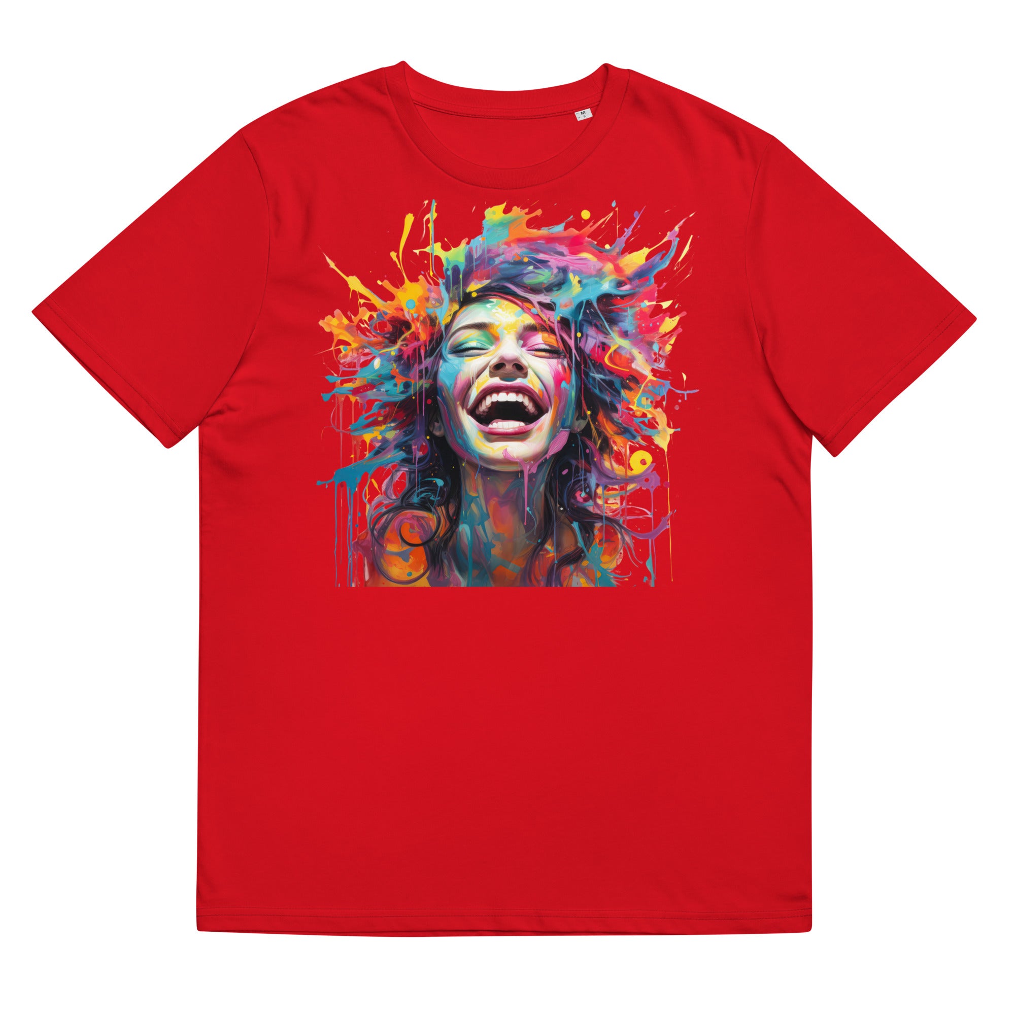 T-Shirt - Frontprint - Frau mit bunten Haaren aus Wasserfarbe