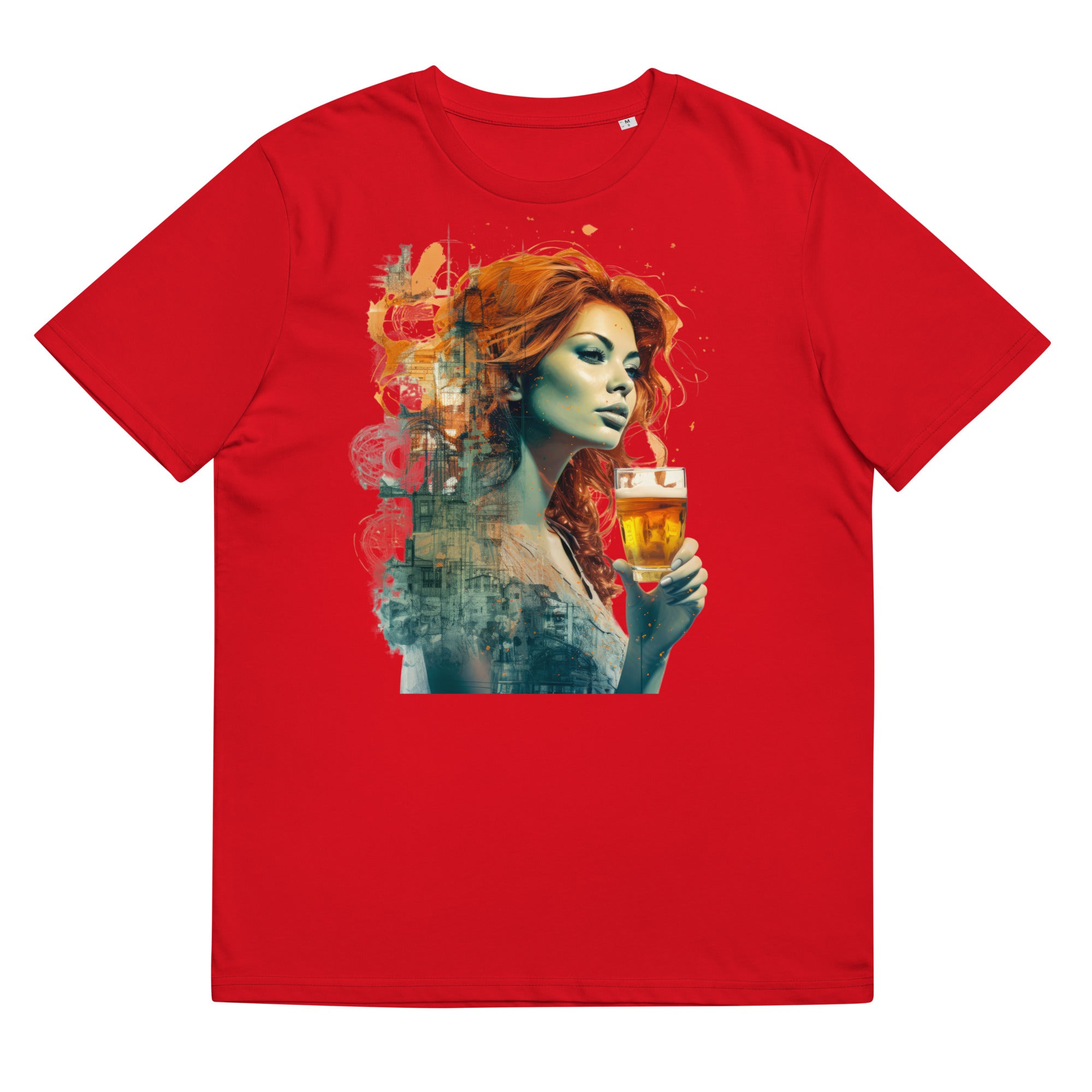 T-Shirt - Frontprint - Frau mit Bierglas