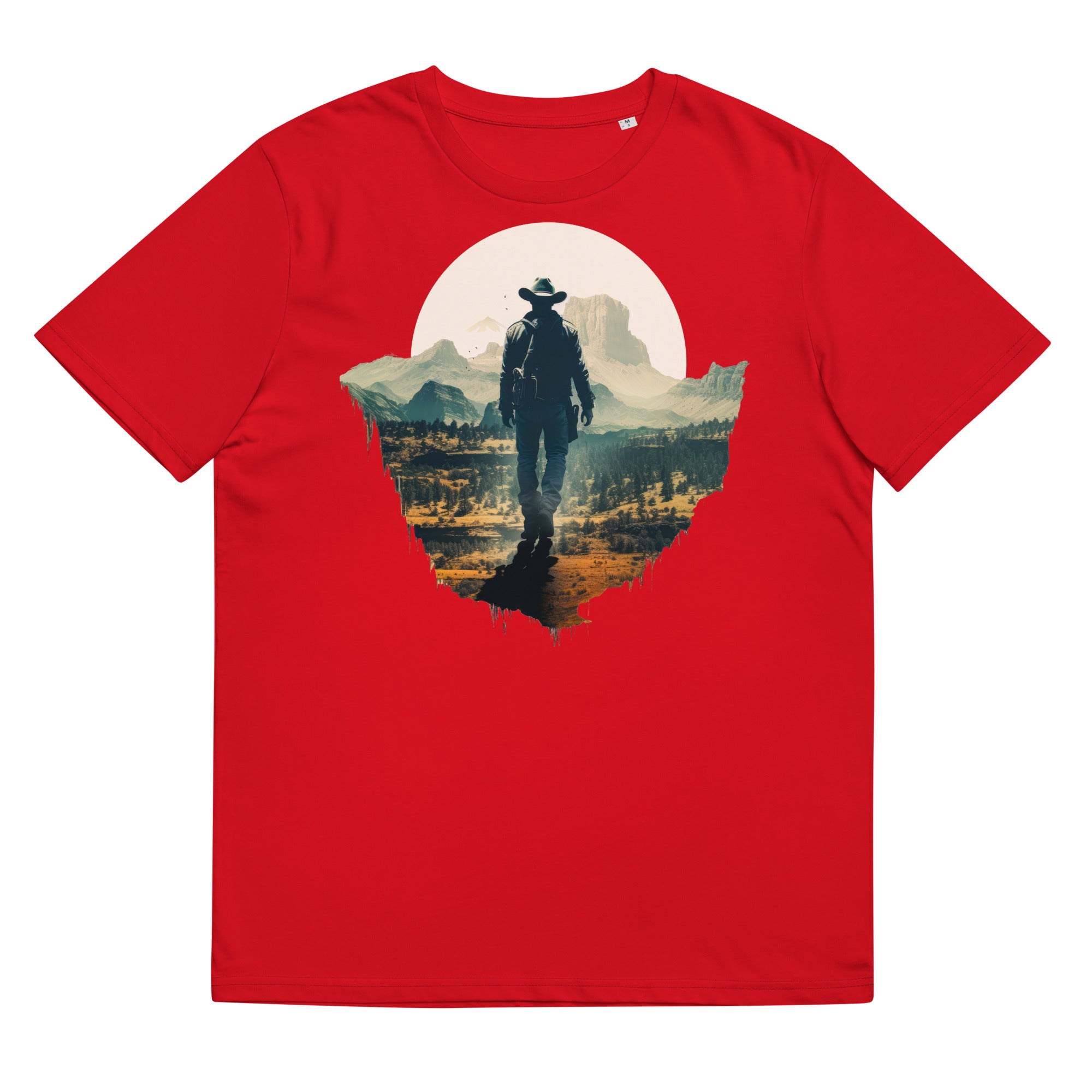 T-Shirt - Frontprint - Cowboy vor Landschaft