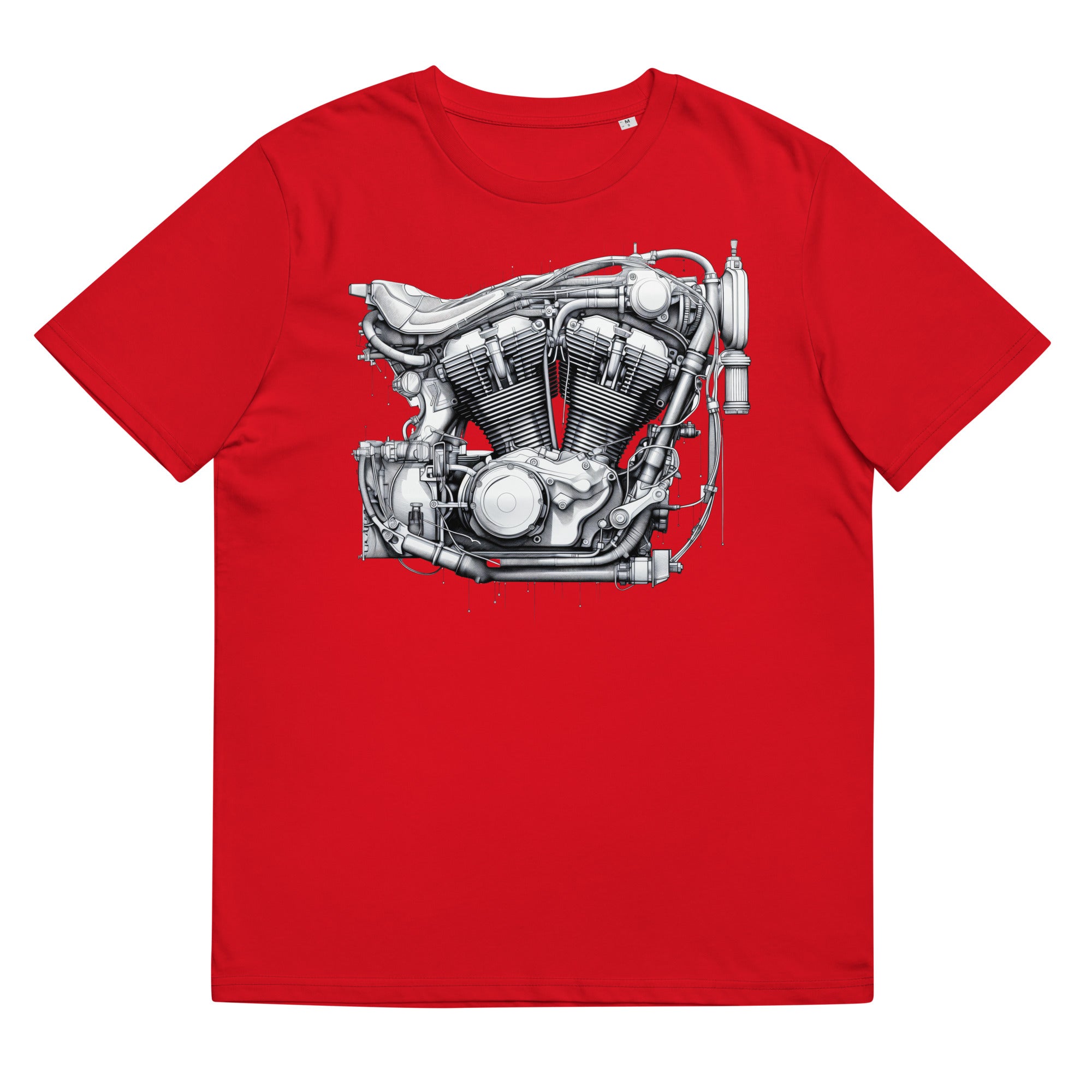 T-Shirt - Frontprint - Motorrad Motor - Line Art