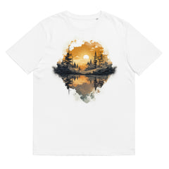 T-Shirt - Frontprint - Abstrakte Landschaft Line Art - Orange