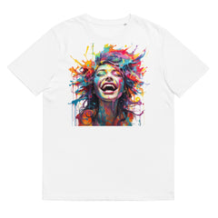 T-Shirt - Front print - Woman with colorful hair made of watercolor