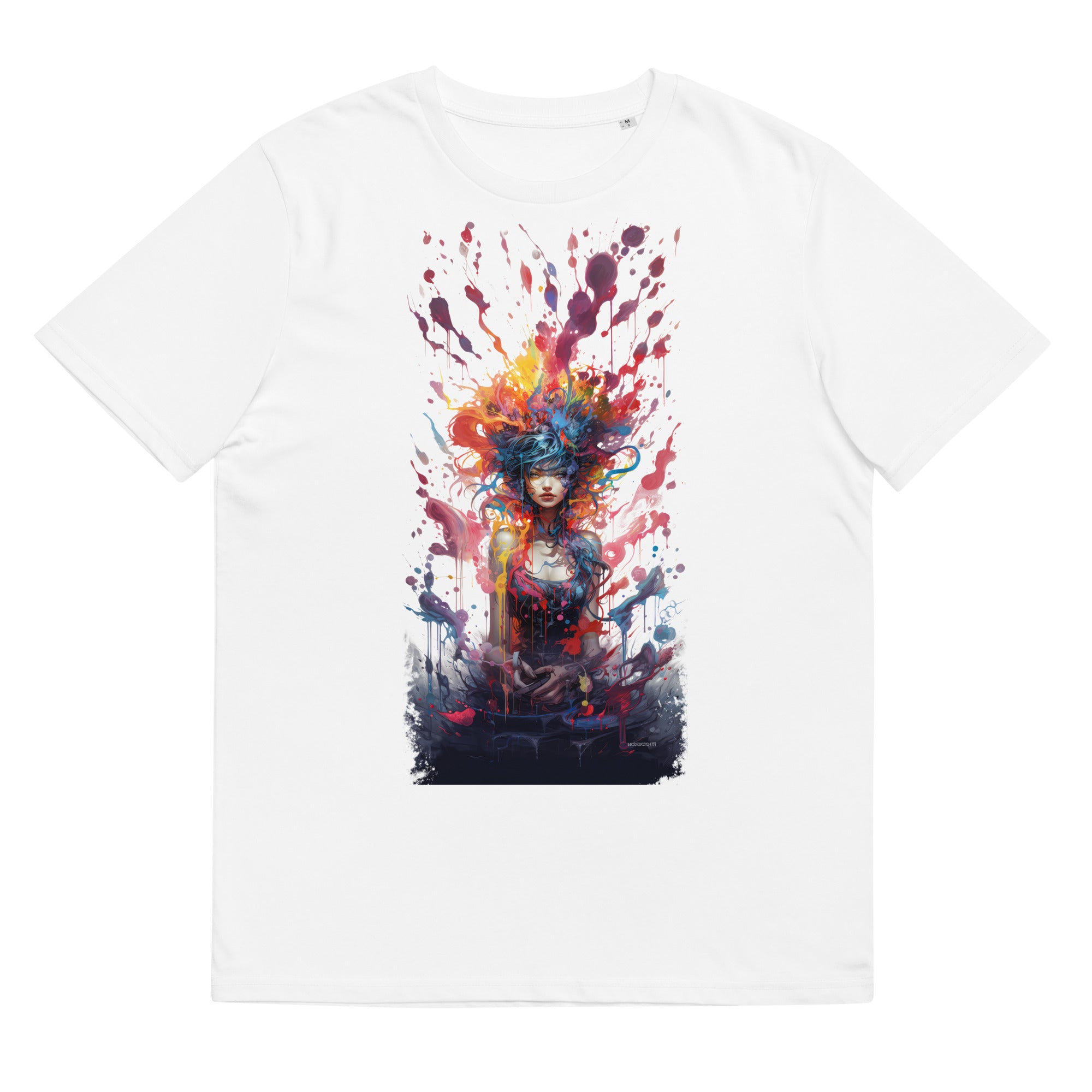 T-Shirt - Frontprint - Frau mit bunten Haaren - Farbexpolsion