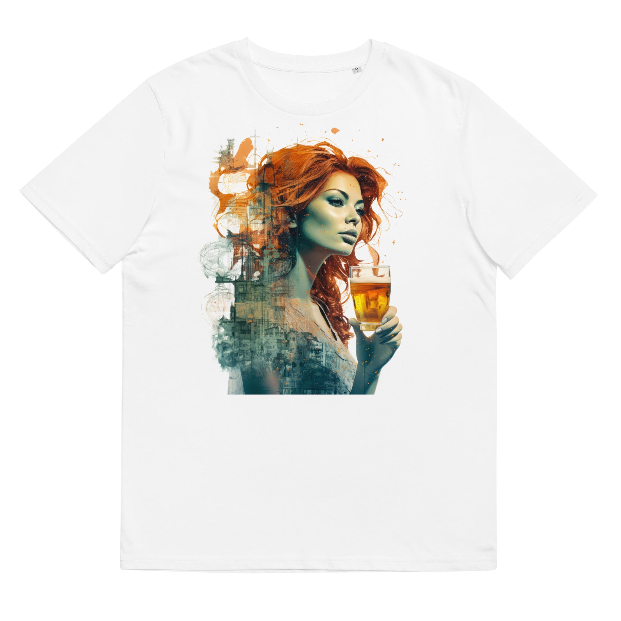 T-Shirt - Frontprint - Frau mit Bierglas