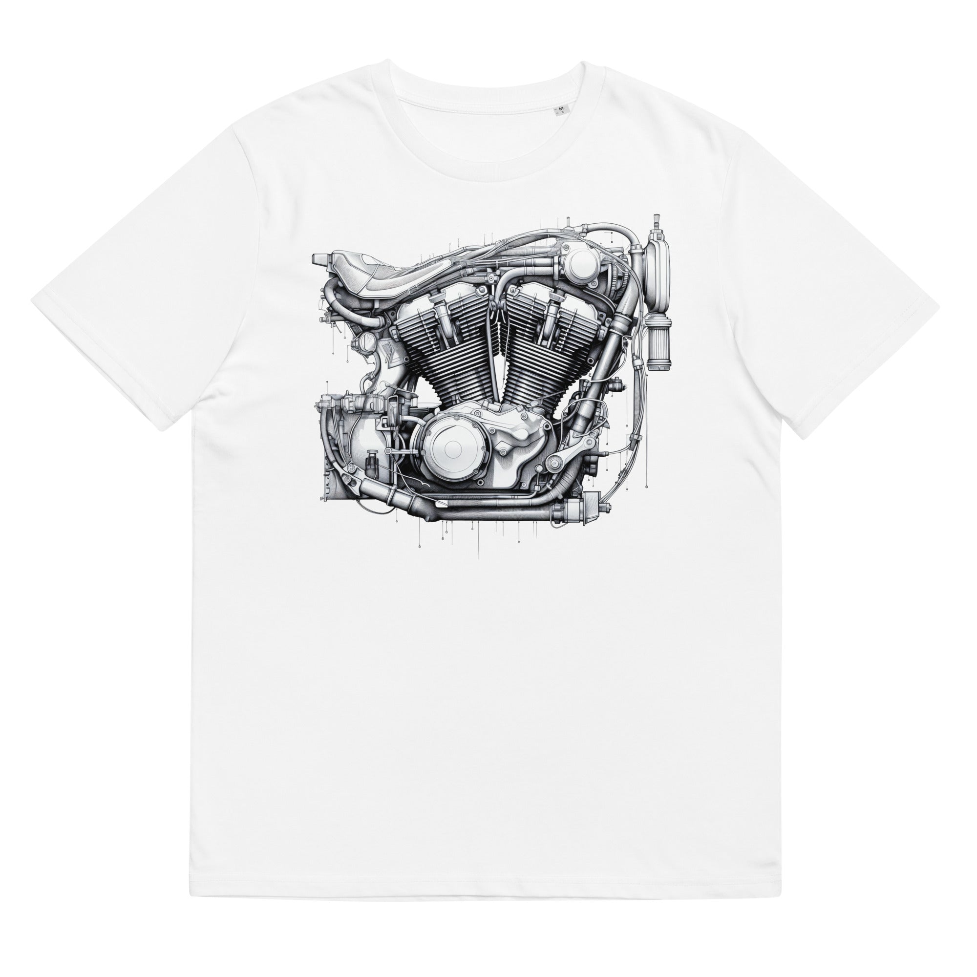 T-Shirt - Frontprint - Motorrad Motor - Line Art