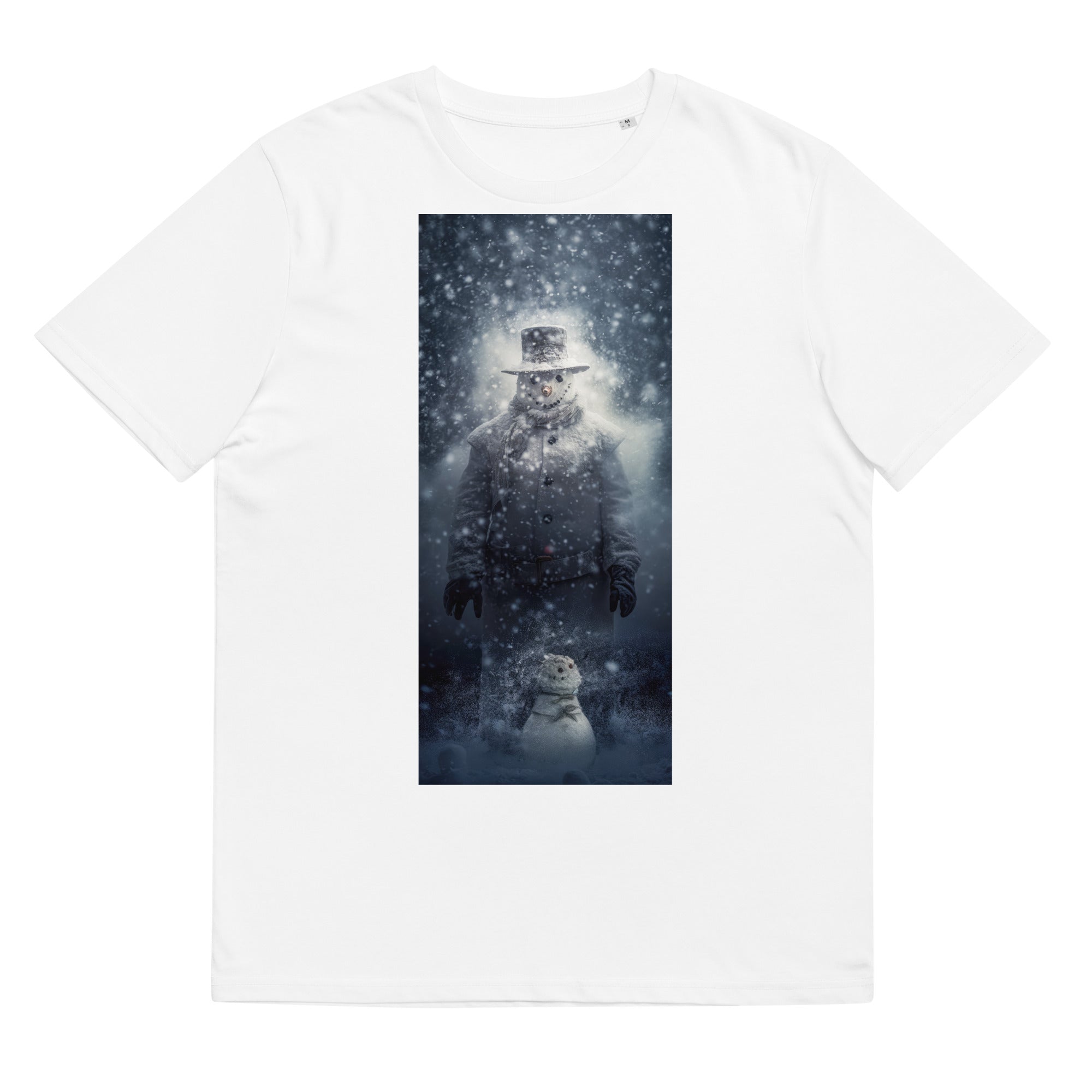 T-Shirt - Frontprint - Schneemann im Schneesturm